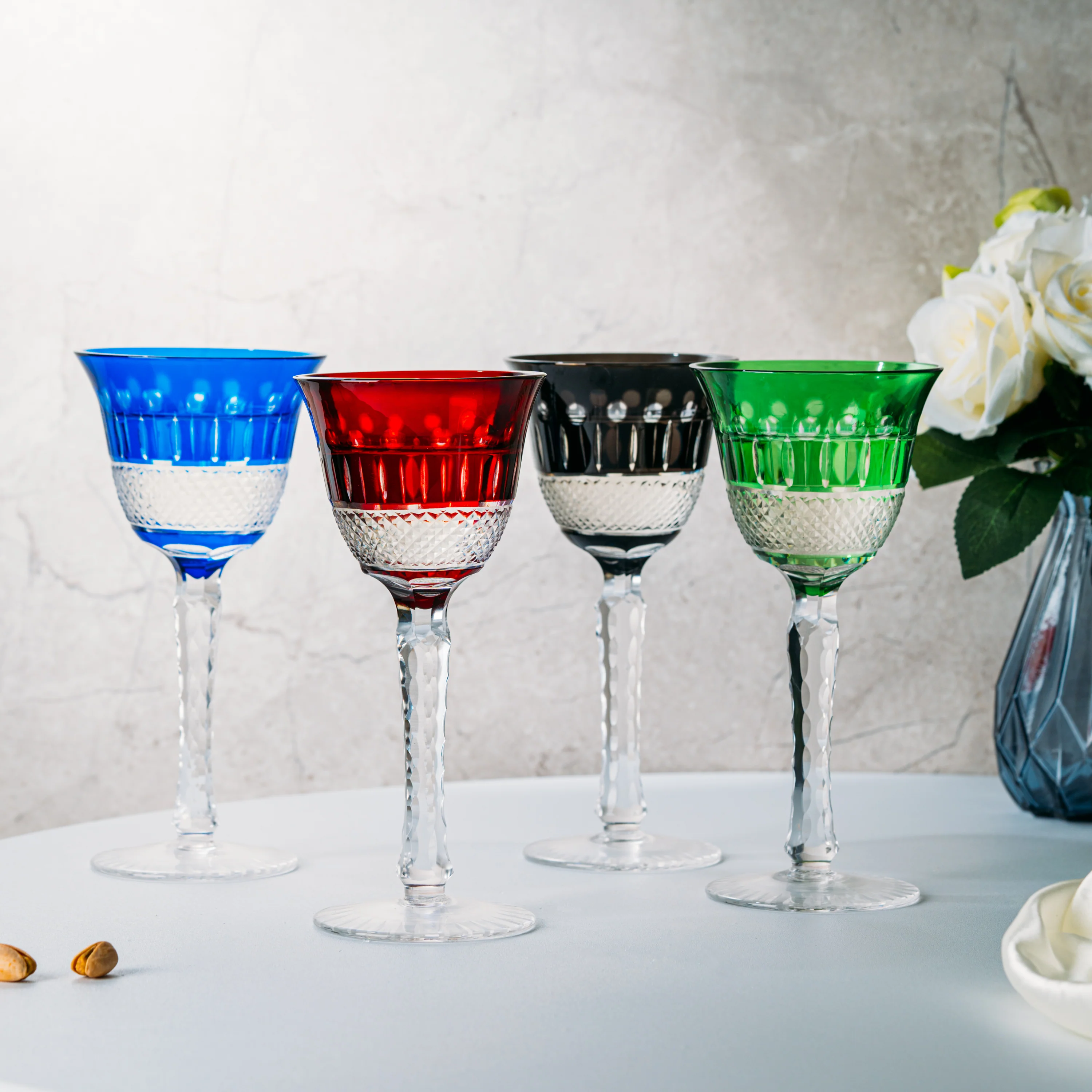 Crystal Italian Multicolor Design Glasses -Set of 4 - Keen Glass Solutions