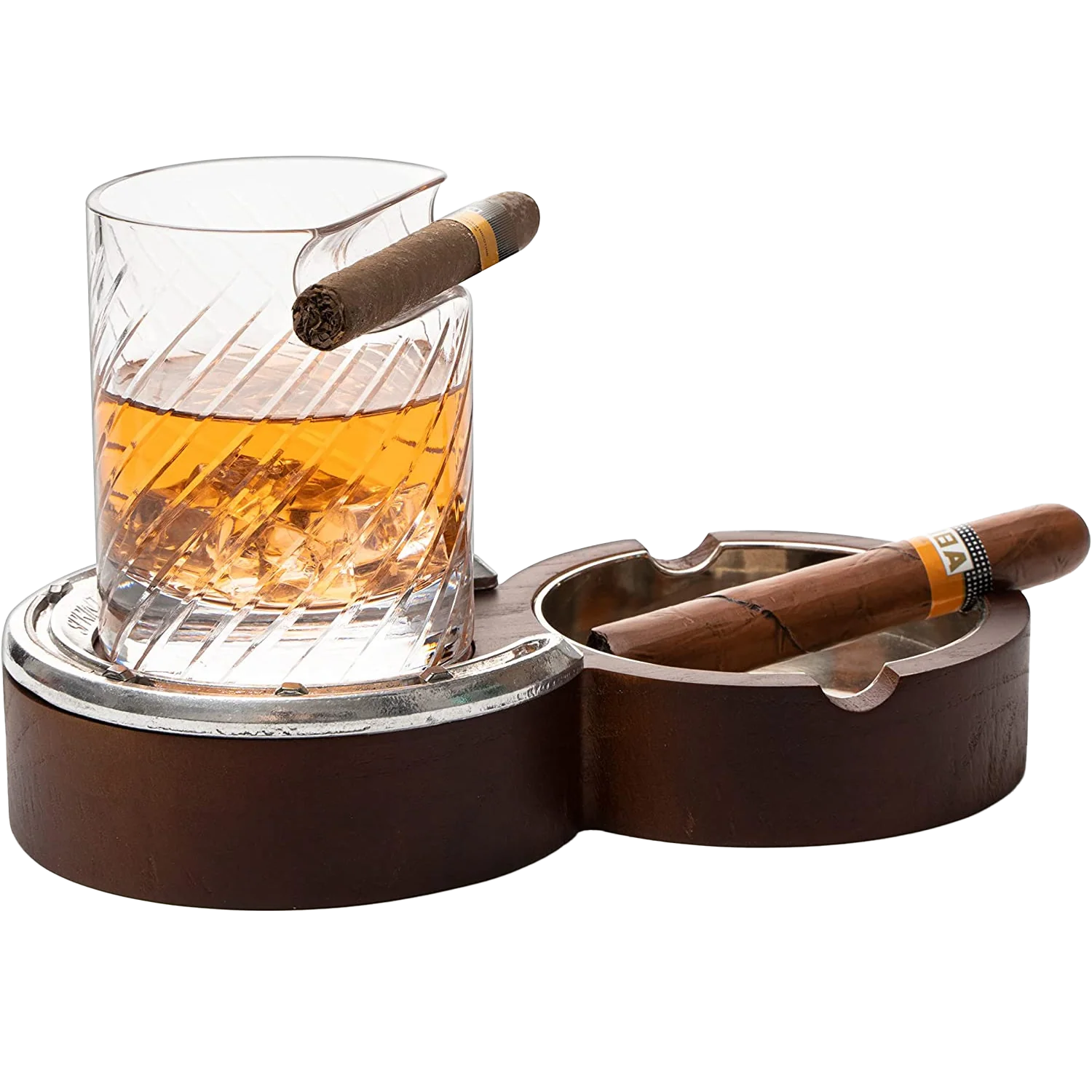 Luxurious Cigar Glass - In A Leather Horseshoe Storage Case - Keen Glass Solutions