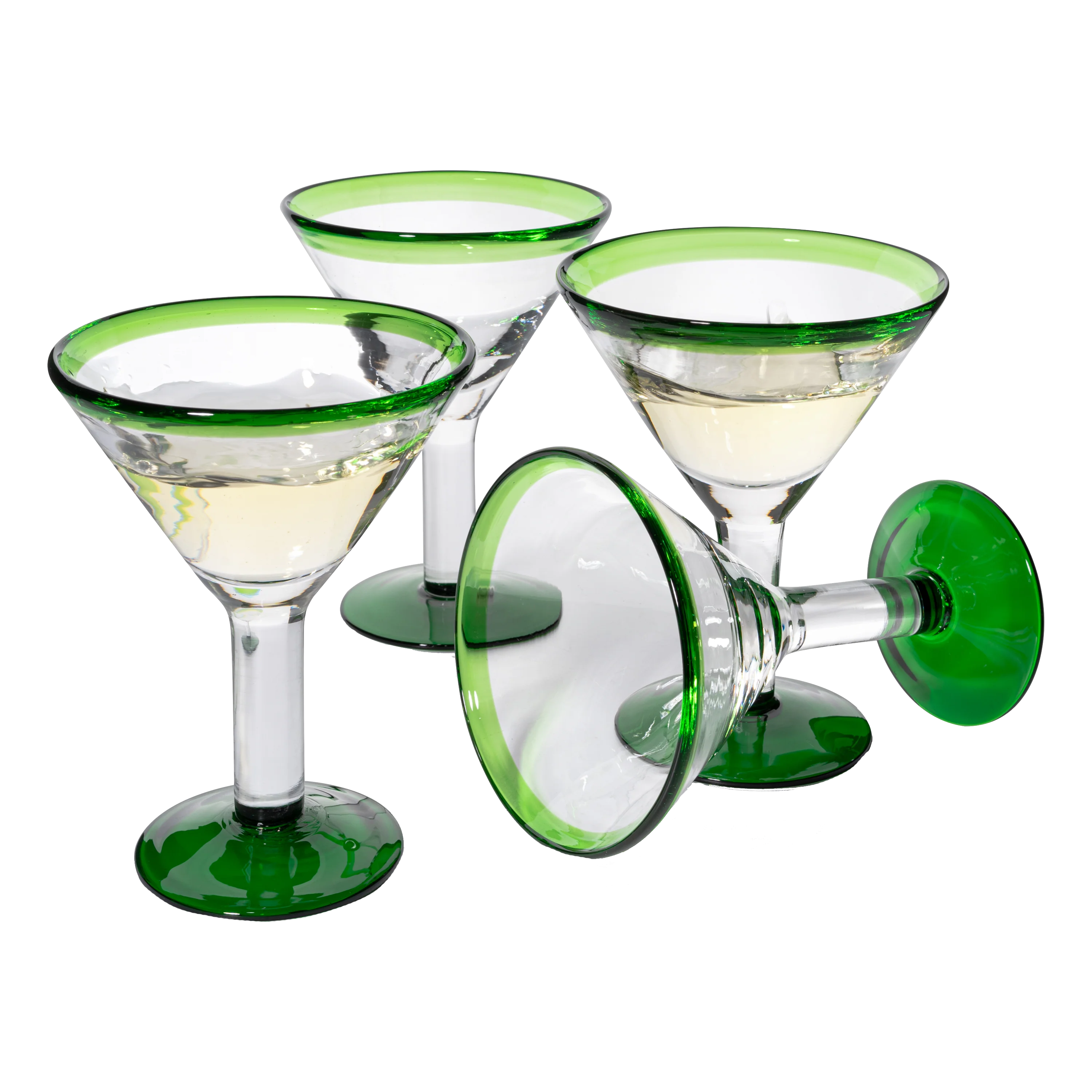 Mexican Hand Blown Martini & Margarita Glasses - Set of 4-10oz - Keen Glass Solutions