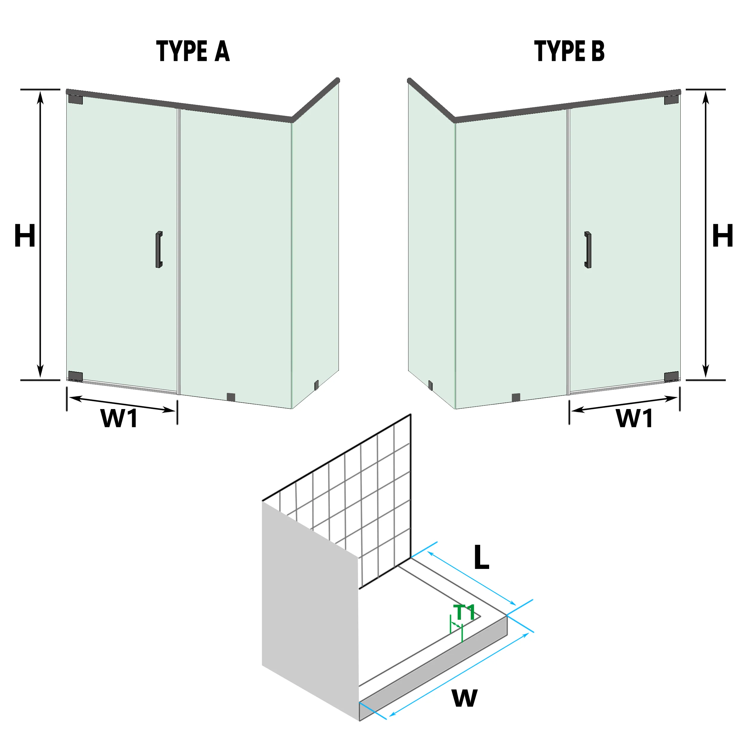 Customize Framed Rectangle Shower Enclosure - P08L-02A - Keen Glass Solutions