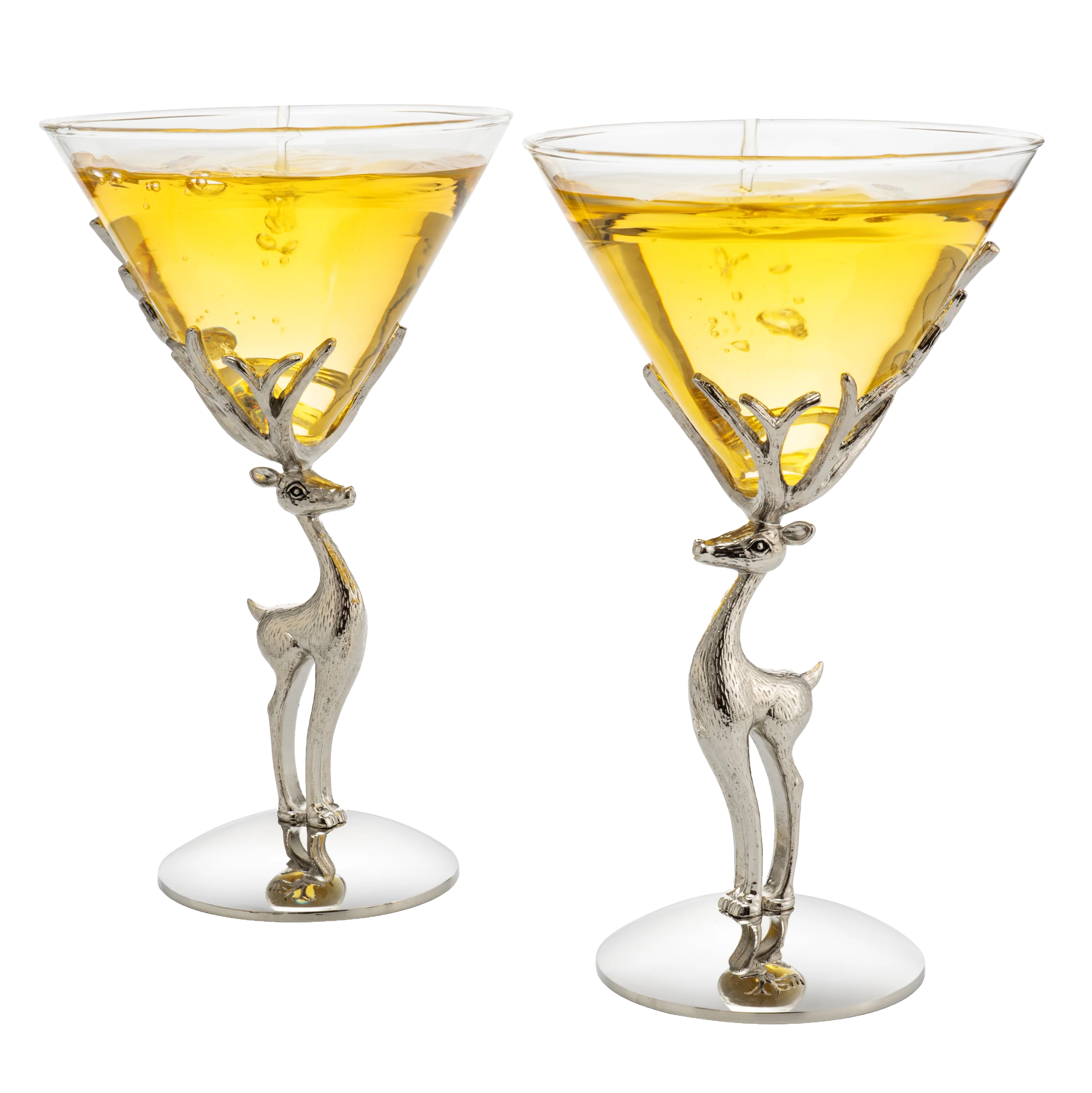 Stag Antler Cocktail Martini Glasses, Set of 2 (Martini / Champagne) - Keen Glass Solutions