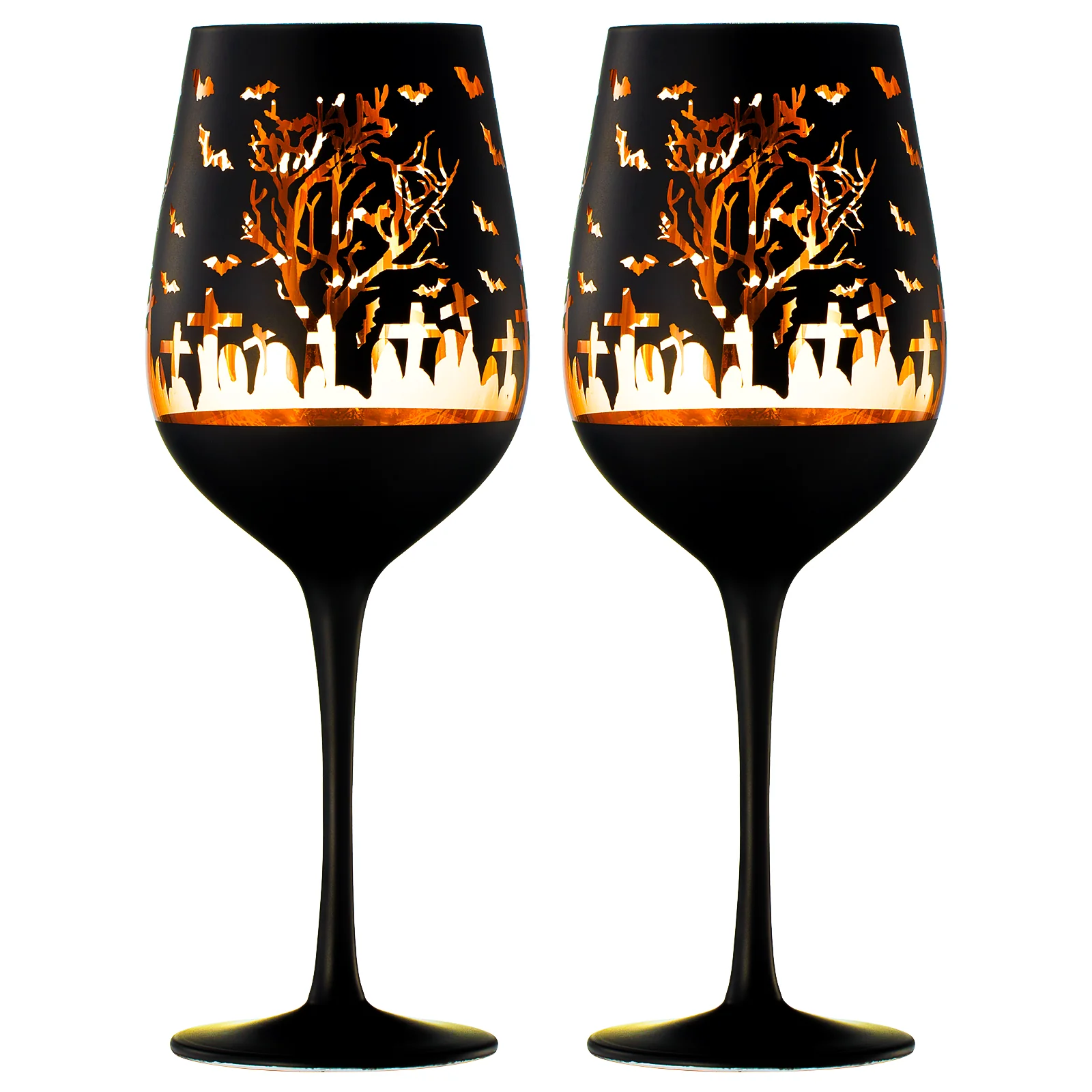 Crystal Halloween Stemmed Wine Glasses - Set of 2 - Keen Glass Solutions