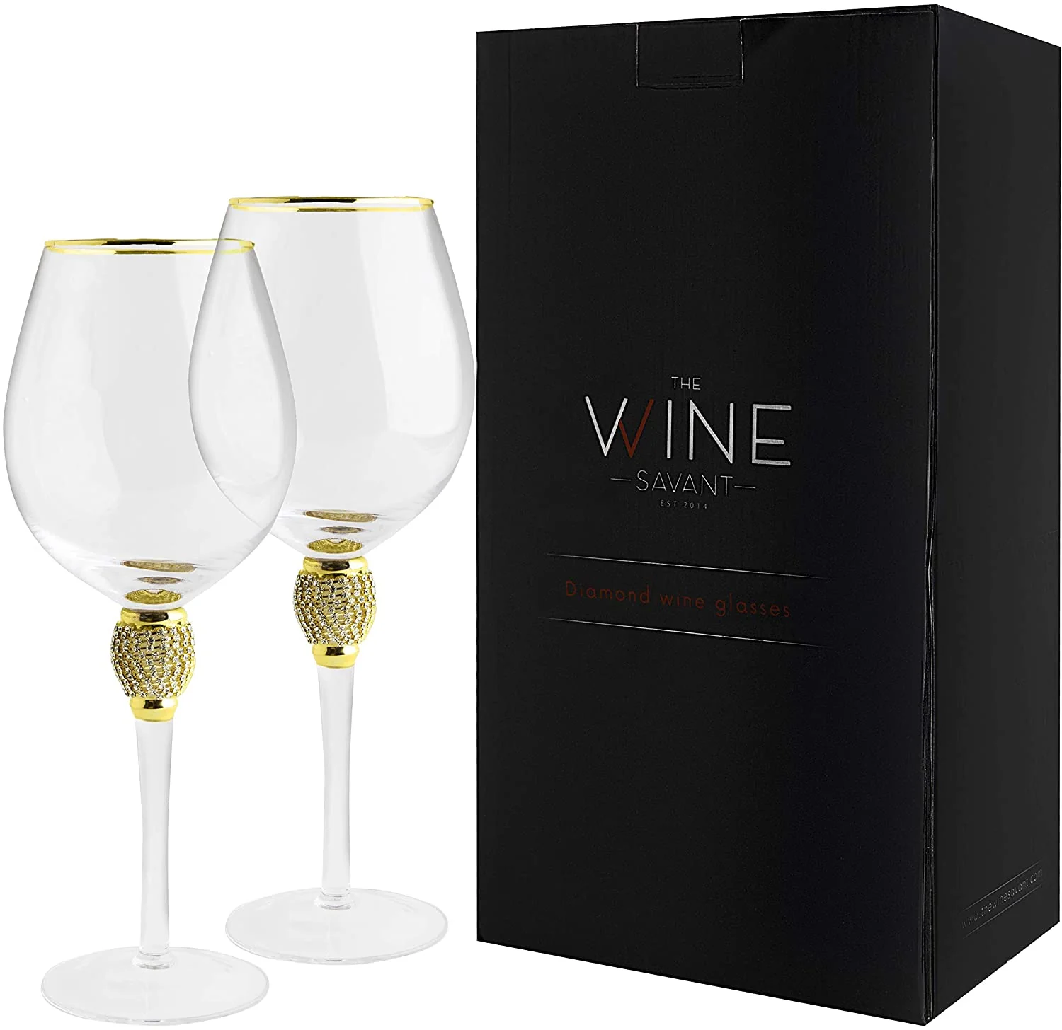 Large Diamond Wine Glasses - 15 Ounce (2, Clear) - Keen Glass Solutions