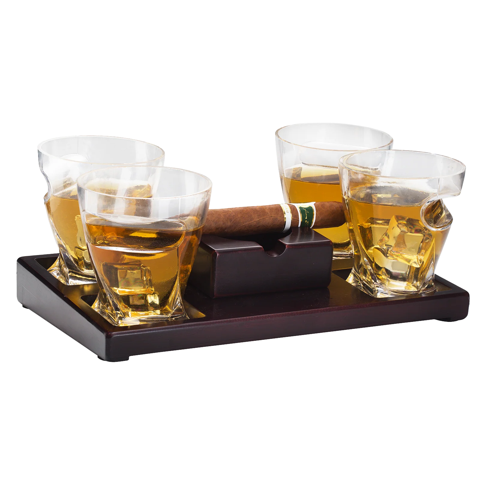 Cigar Holder Whiskey Glasses Set - Keen Glass Solutions