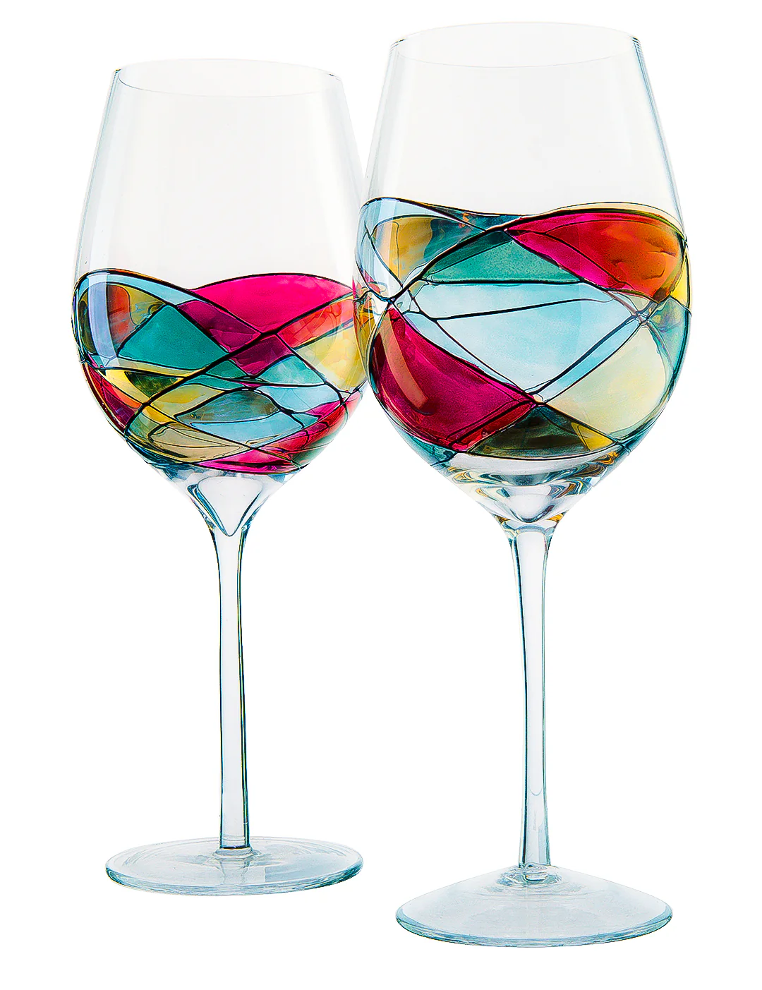 Artisanal Hand Painted Renaissance Romantic Stain - Set of 2 (Stemmed) - Keen Glass Solutions