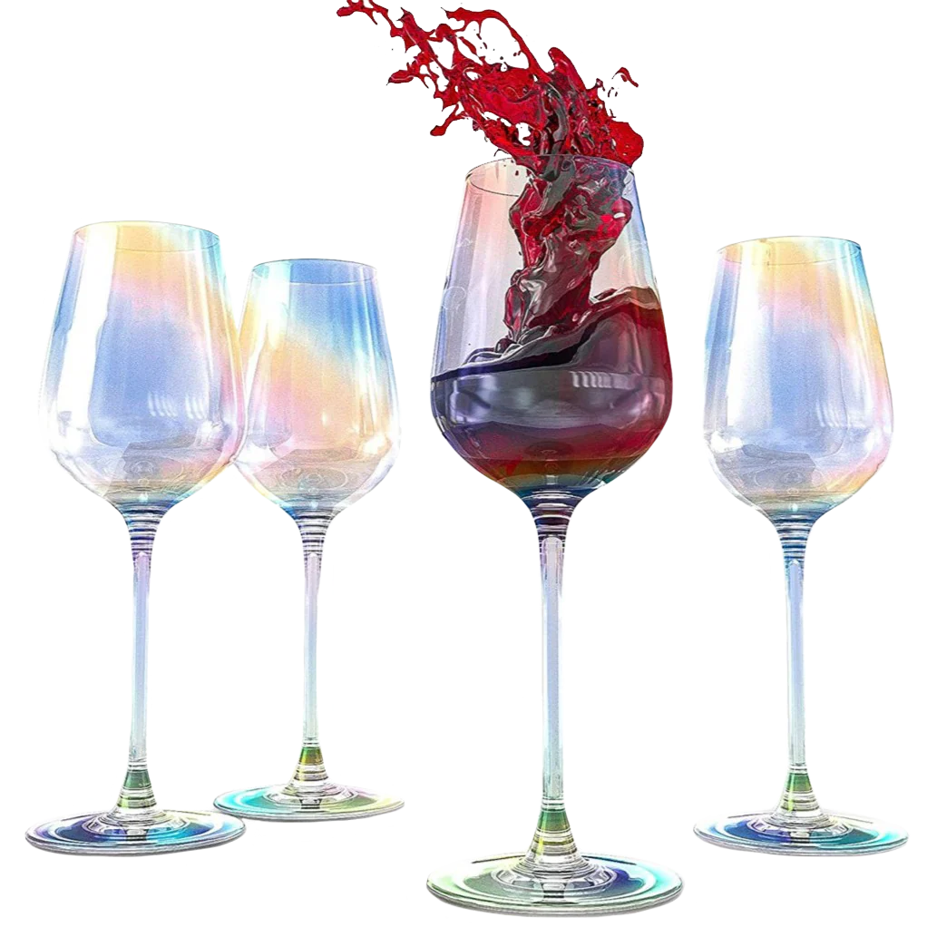Iridescent Luster Large Radiance Wine Glasses - White Pearl Whimsy - Keen Glass Solutions