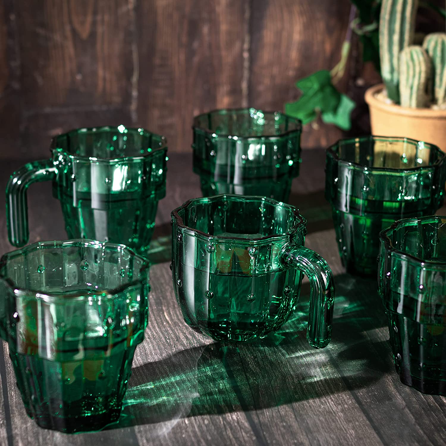 Cactus Stackable Glasses, Set of 6-10 oz - Keen Glass Solutions
