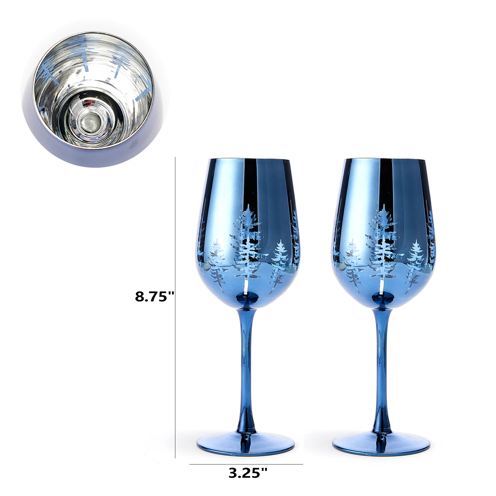 Crystal Christmas Tree Stemmed Wine & Water Glasses - Set of 2 - Keen Glass Solutions
