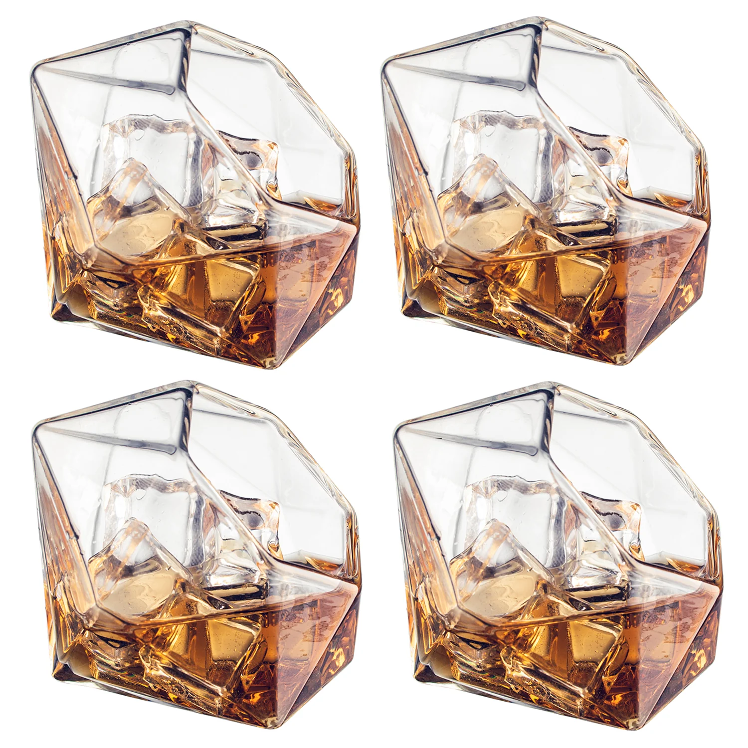 Set of 4 Diamond Whiskey & Wine Glasses 10oz - Keen Glass Solutions