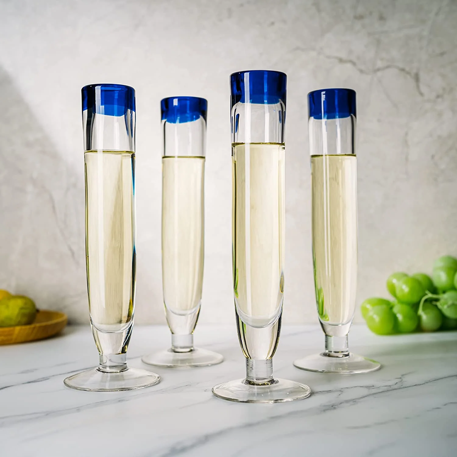 Tall Recycled Champagne Flutes - Set of 4 - Keen Glass Solutions