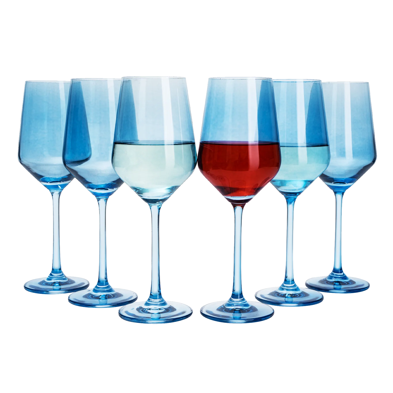 Colored Wine Glass Set, 12oz Glasses Set of 6 (Cobalt Blue) - Keen Glass Solutions