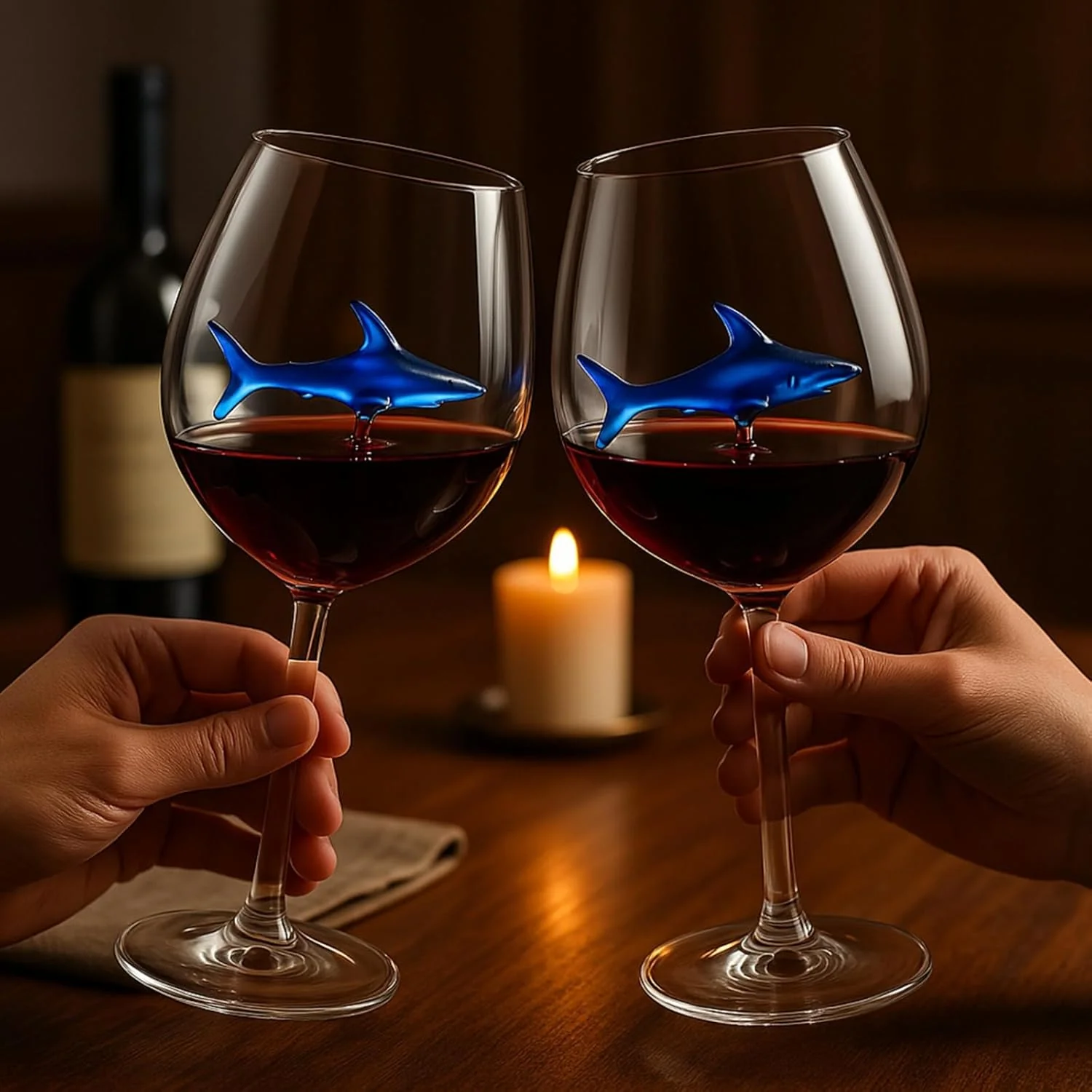 Shark-Inspired Wine Glasses Set of 2 – 13oz - Keen Glass Solutions