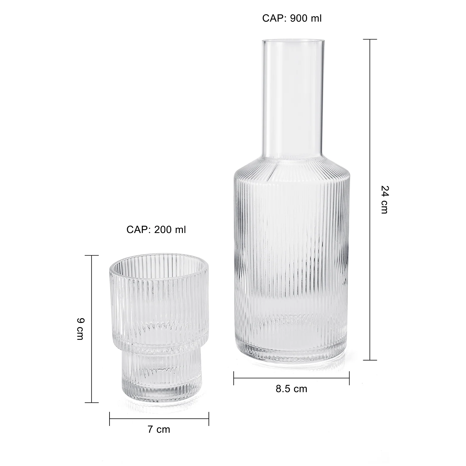 Bedside Water Carafe & Tumbler Set | 2-Piece Set | 900 ML - Keen Glass Solutions