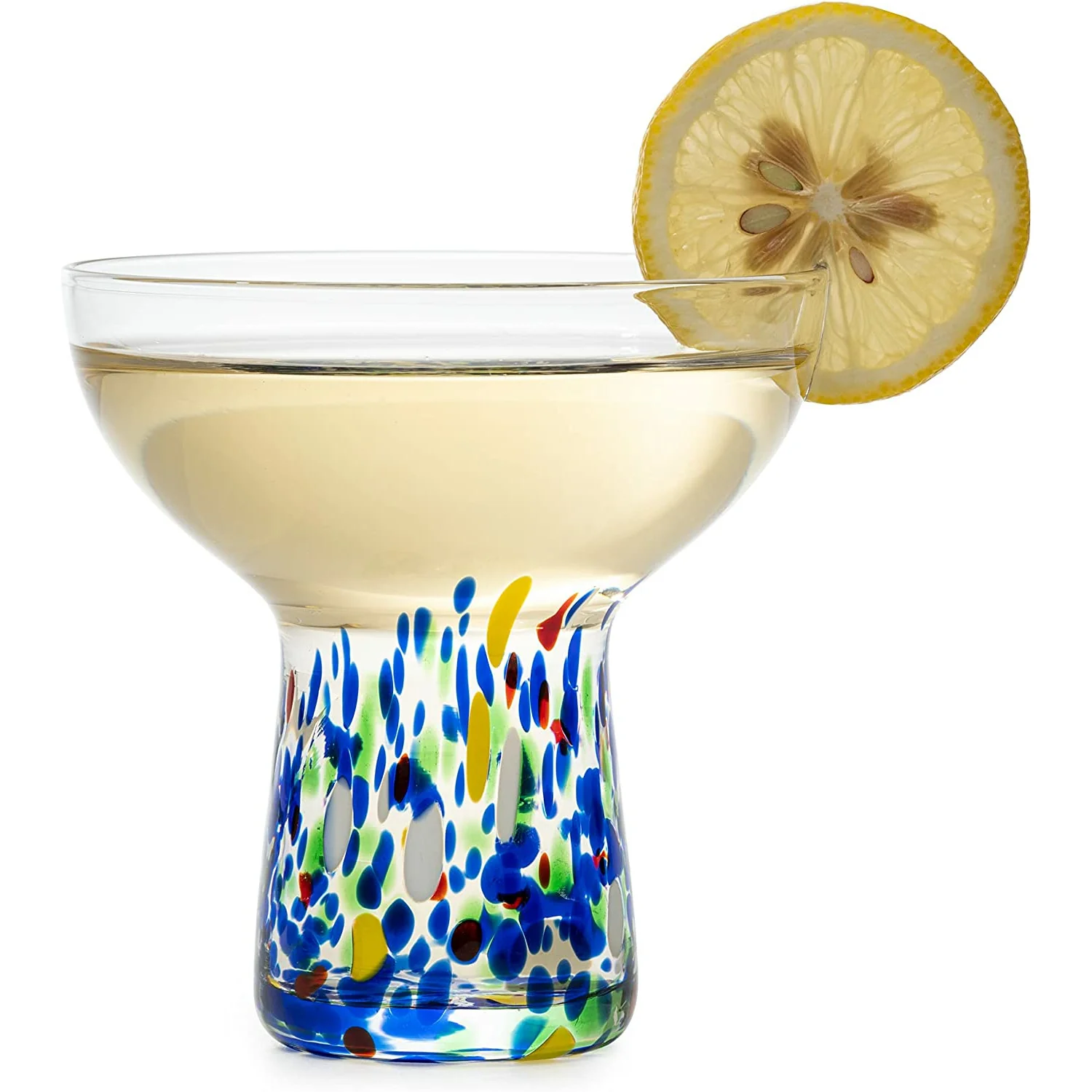 Stemless Margarita Glass – Set of 4 - Luxury Hand Blown Confetti Margaritas - Keen Glass Solutions