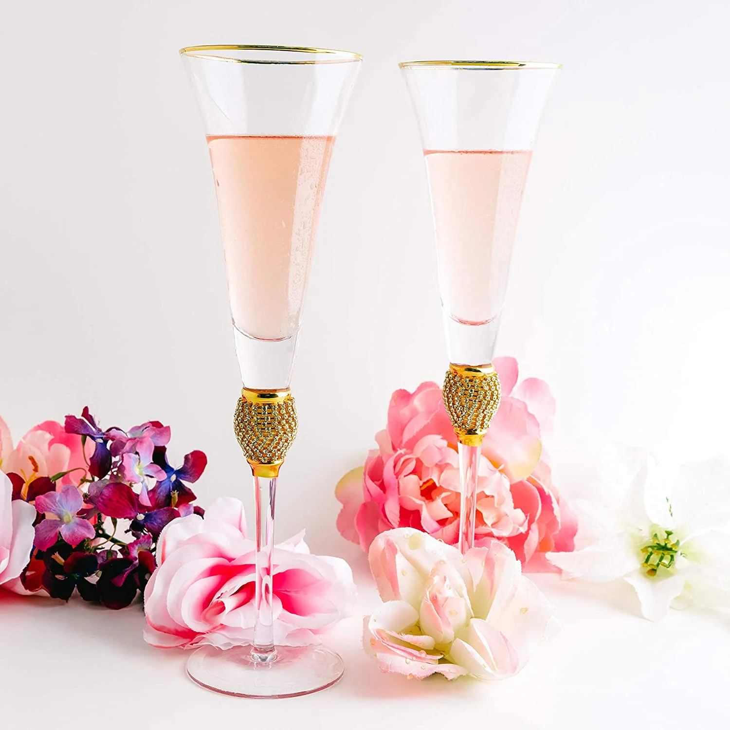 The Wine Savant Diamond Champagne Flutes Set of 2 - Keen Glass Solutions