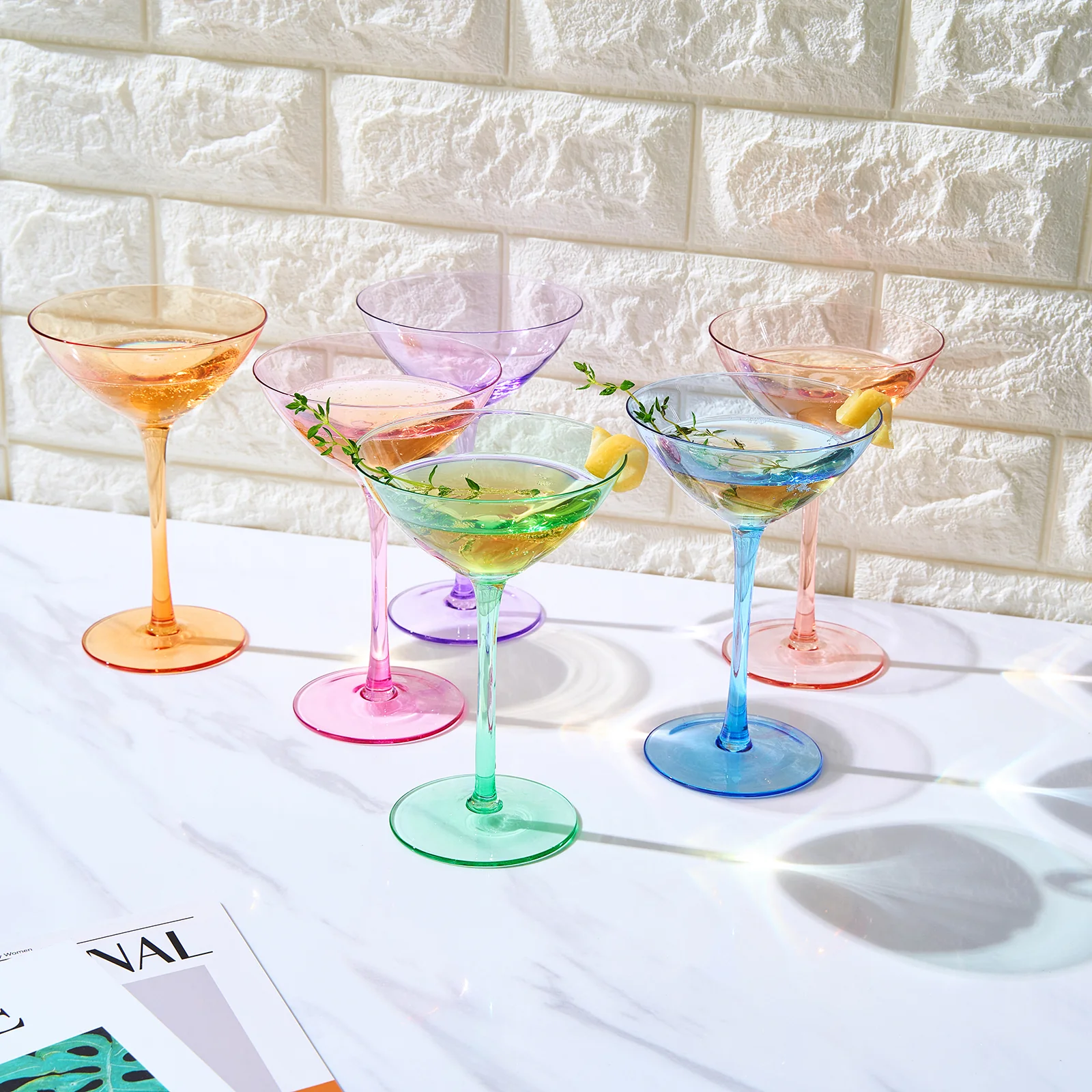 Colored Coupe Glasses Set of 6 | 12 oz - Keen Glass Solutions