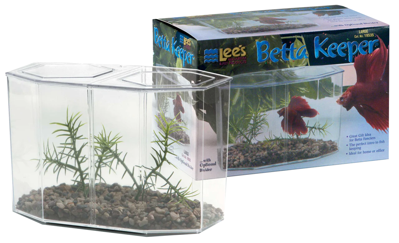 Lees Betta Keeper with Lid Gravel and Plant Clear 60 oz - Keen Glass Solutions