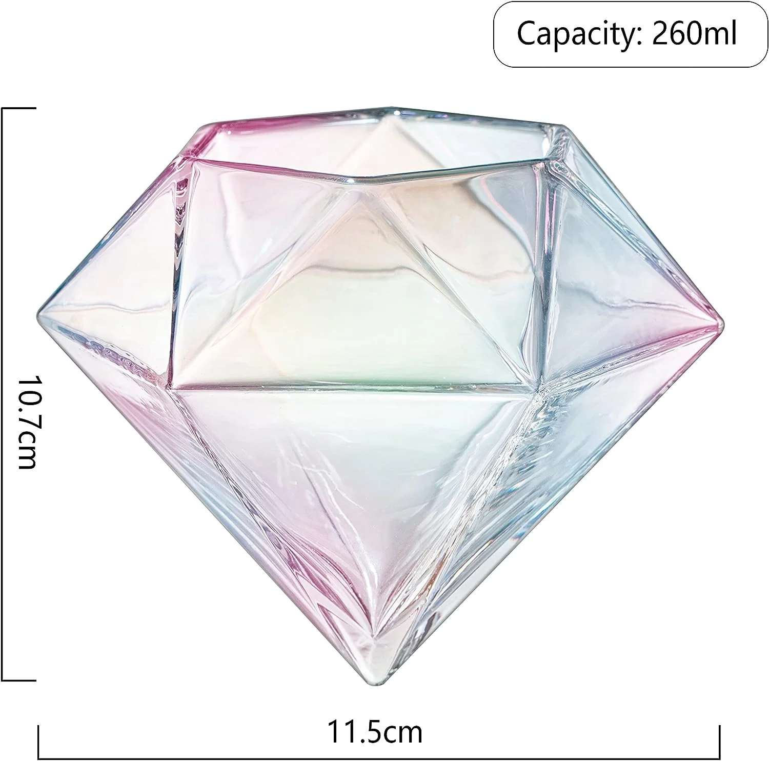 Set of 2 Iridescent Diamond Whiskey & Wine Glasses 10oz - Keen Glass Solutions