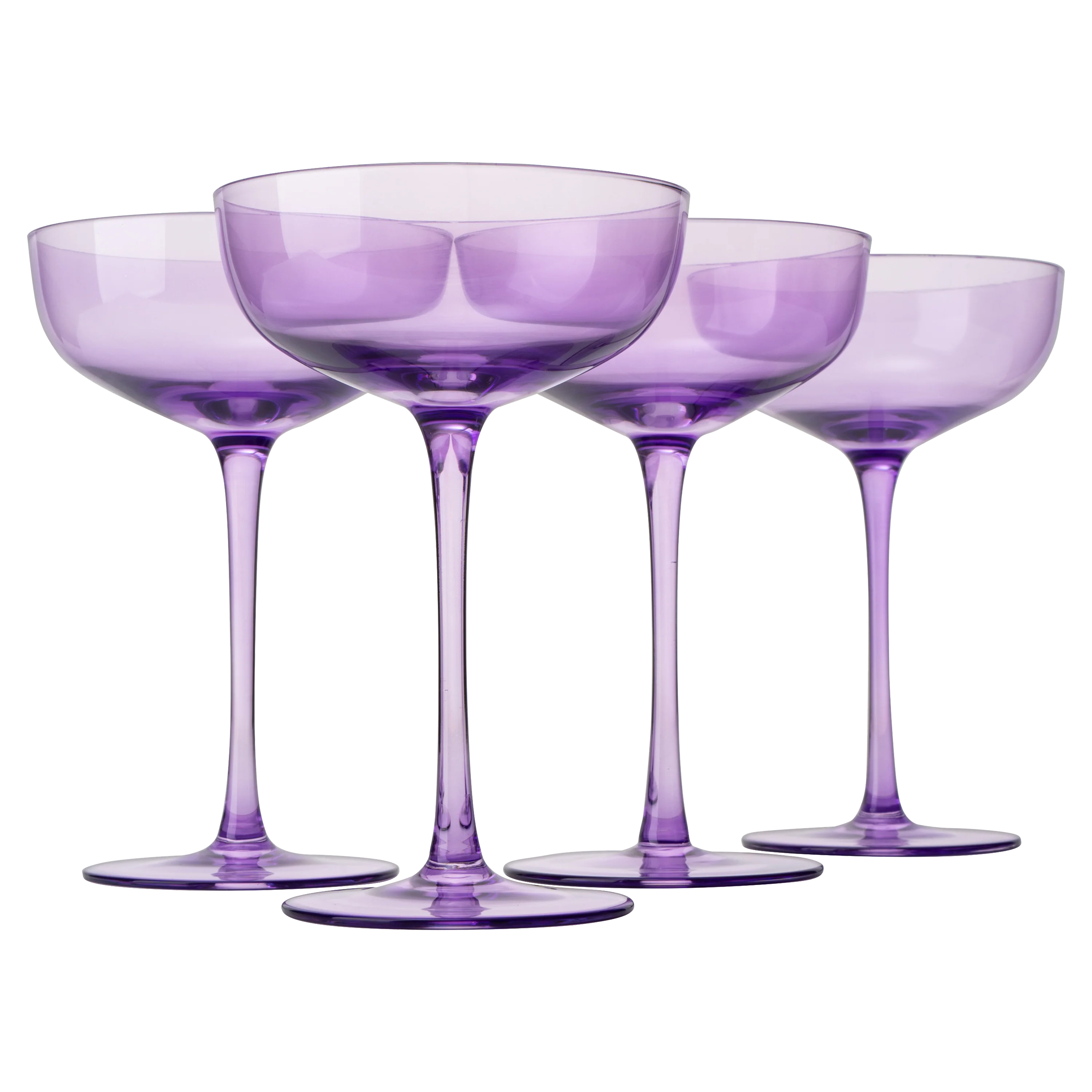 The Wine Savant Colored Coupe Glass | 7oz | Set of 4 (Lavender Purple) - Keen Glass Solutions