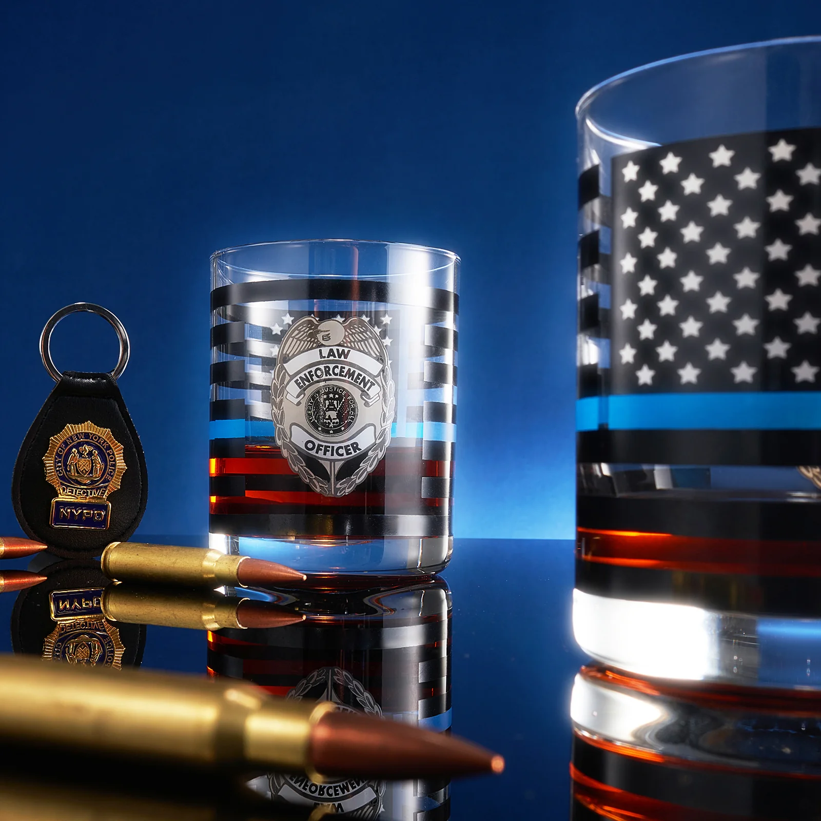 Police Whiskey Glasses | Set of 2 | 12 OZ - Keen Glass Solutions