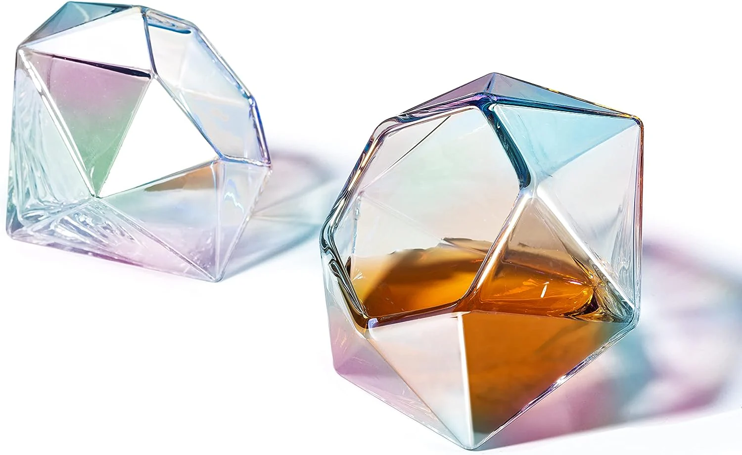 Set of 2 Iridescent Diamond Whiskey & Wine Glasses 10oz - Keen Glass Solutions