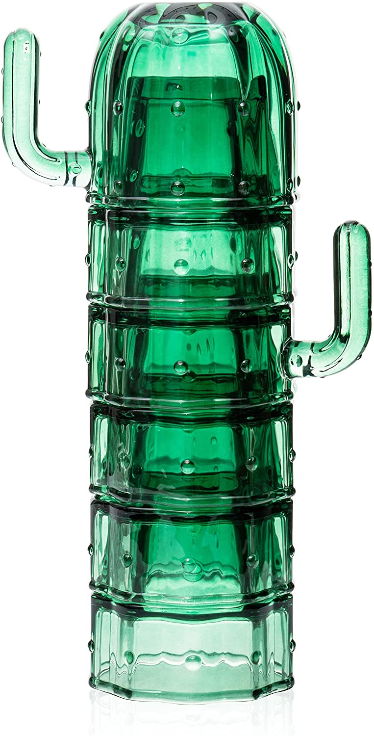 Cactus Stackable Glasses, Set of 6-10 oz - Keen Glass Solutions
