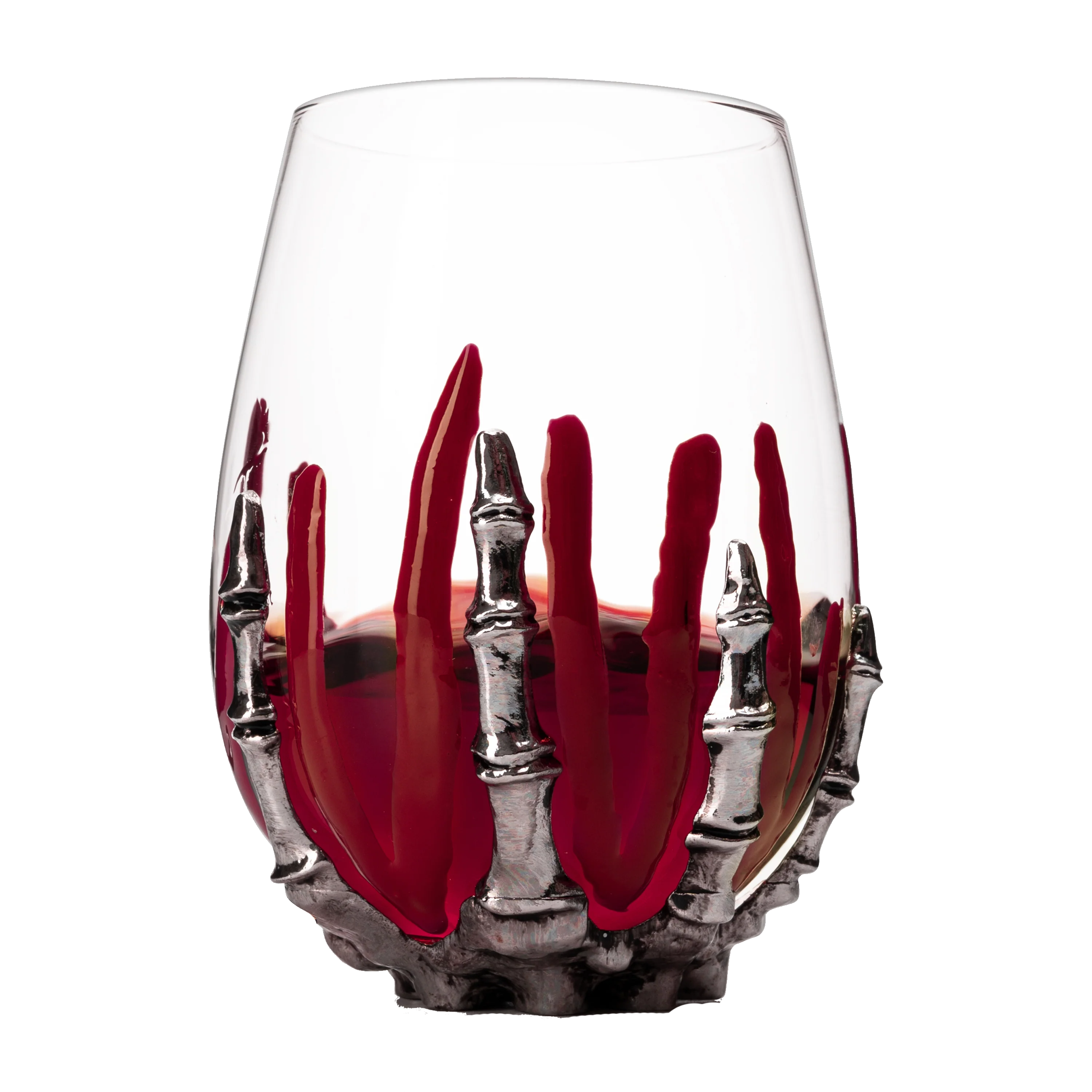 Skeleton Wine Glass, Bloody Hand Wine Skull Glass - 12oz - Keen Glass Solutions