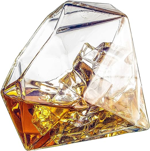 The Wine Savant Diamond Whiskey Glasses, Set of 2 10 oz - Keen Glass Solutions