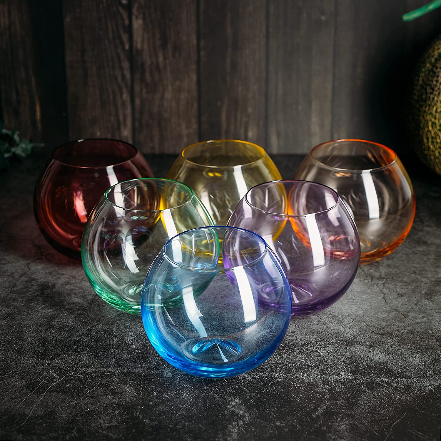 Colored Wine Glass Set, Large 12oz Bubble Glasses Set of 6 - Keen Glass Solutions
