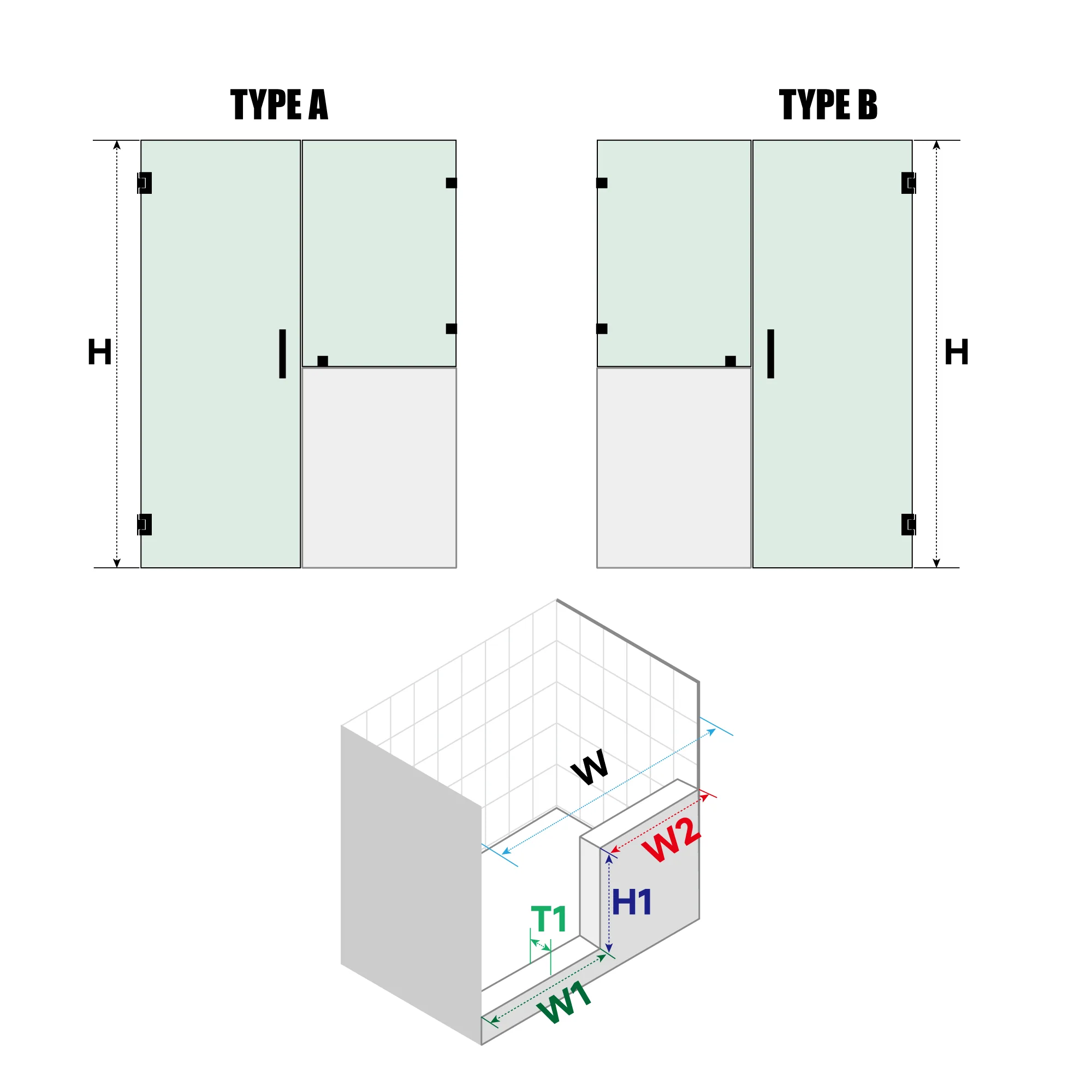 Customize Frameless Swing Shower Door - H06-03A - Keen Glass Solutions