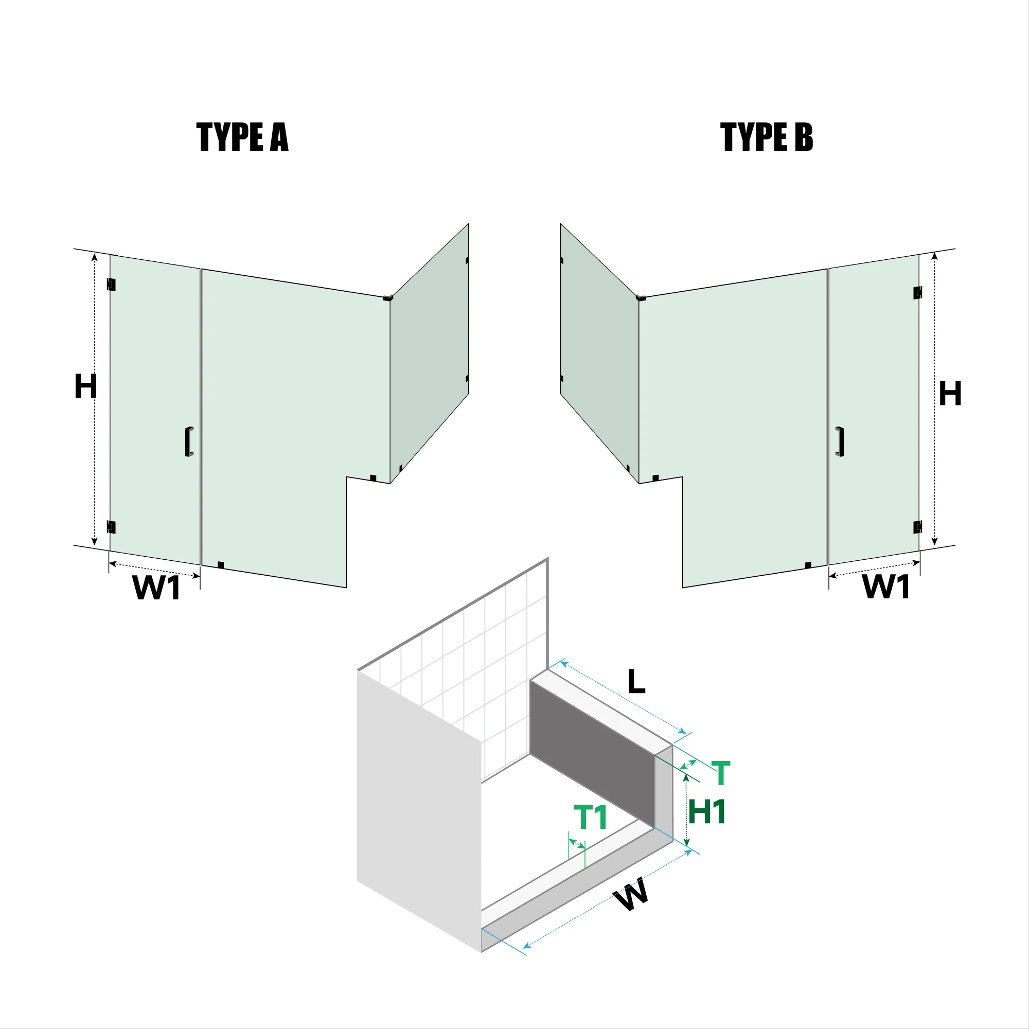 Customize Frameless Rectangle Shower Enclosure - H06-04 - Keen Glass Solutions
