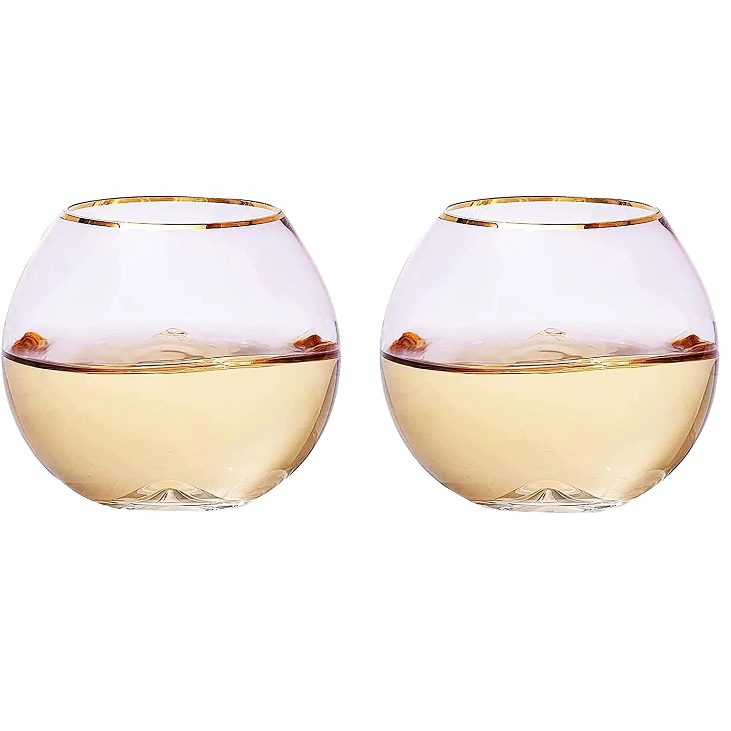 Colored Blush Pink & Gilded Rim Wine Glass, 18oz Glasses 2 - Keen Glass Solutions