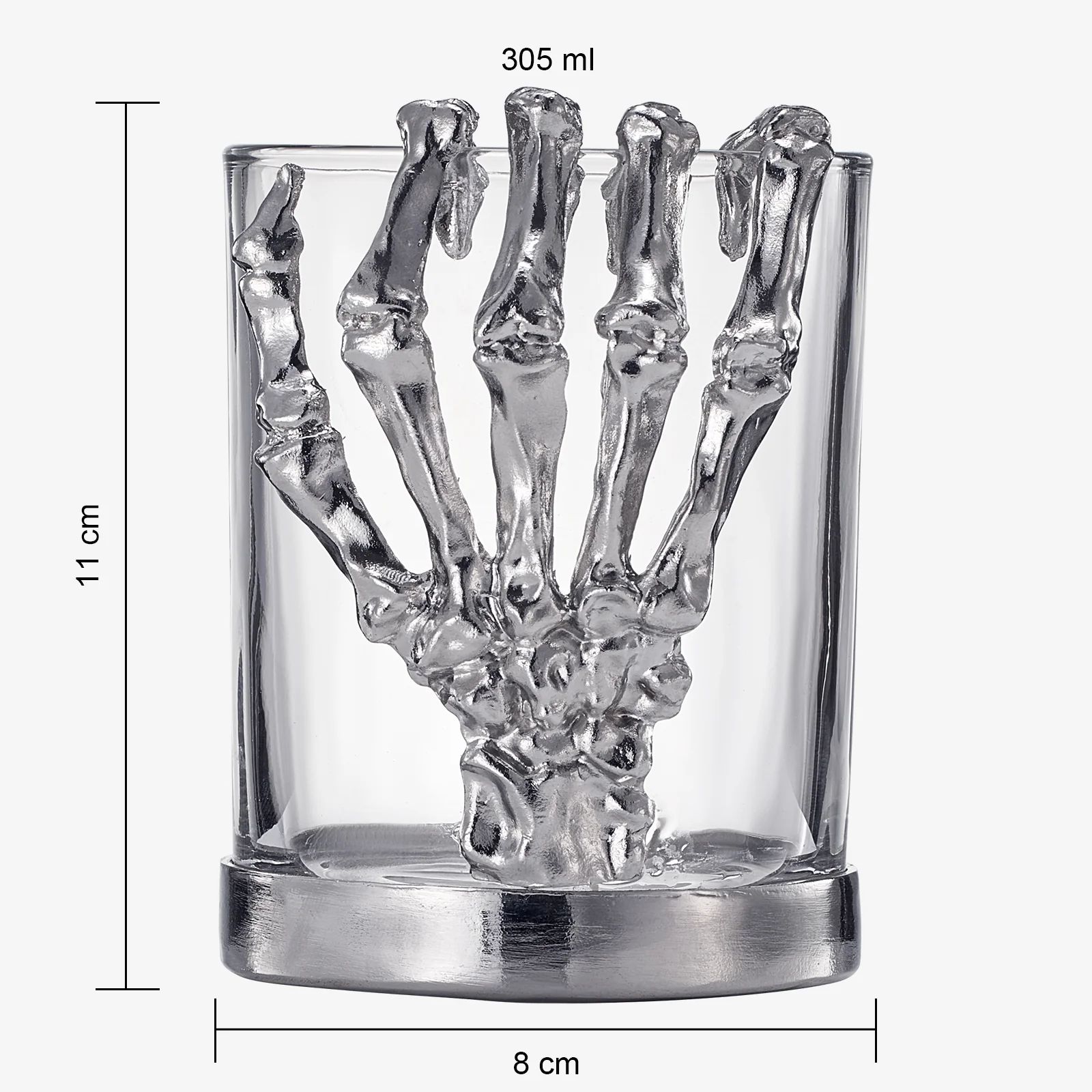 Skeleton Whiskey Glass Tumbler | Set of 2 | 10oz Glasses 4.3