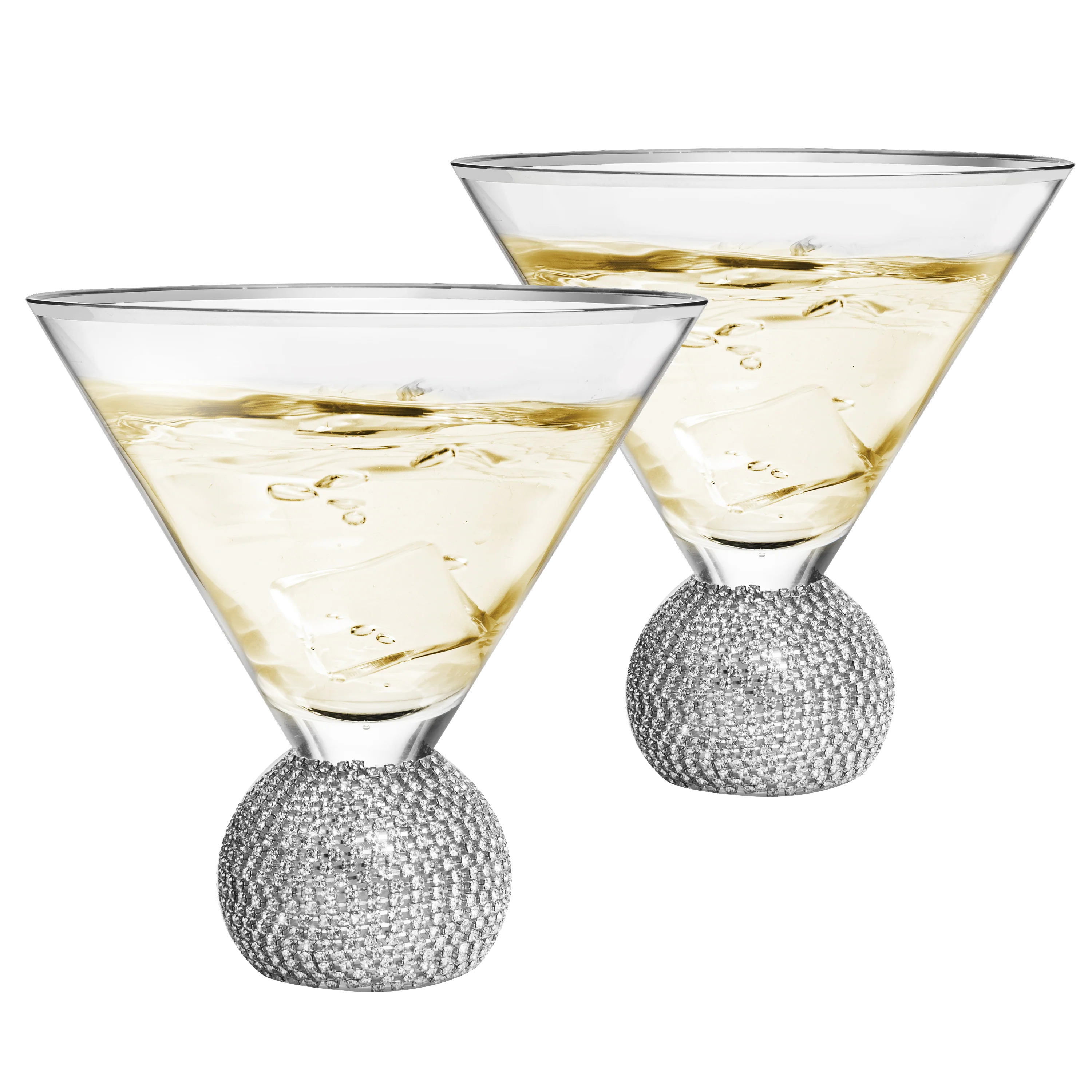Diamond Studded Martini & Cocktail Glasses - Set of 2 - Keen Glass Solutions