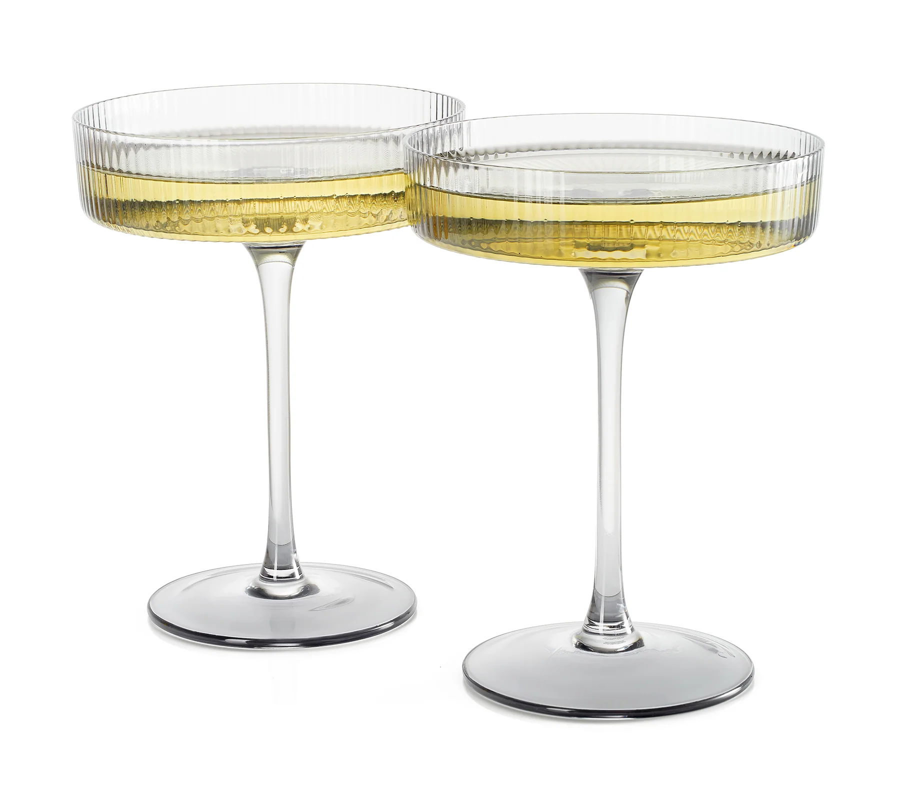 Ribbed Coupe Cocktail Glasses 8 oz | Set of 2 (Smoke Grey) - Keen Glass Solutions