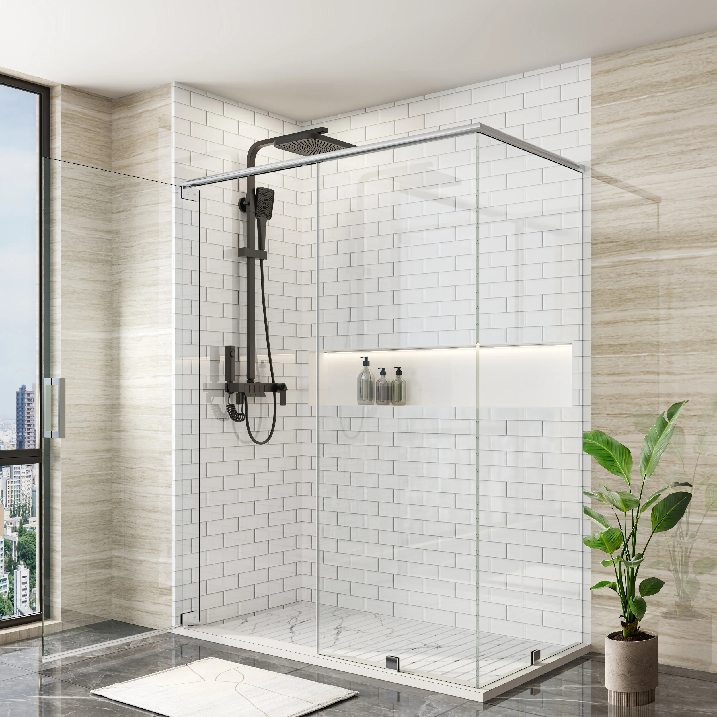 Customize Framed Rectangle Shower Enclosure - P08L-02A - Keen Glass Solutions