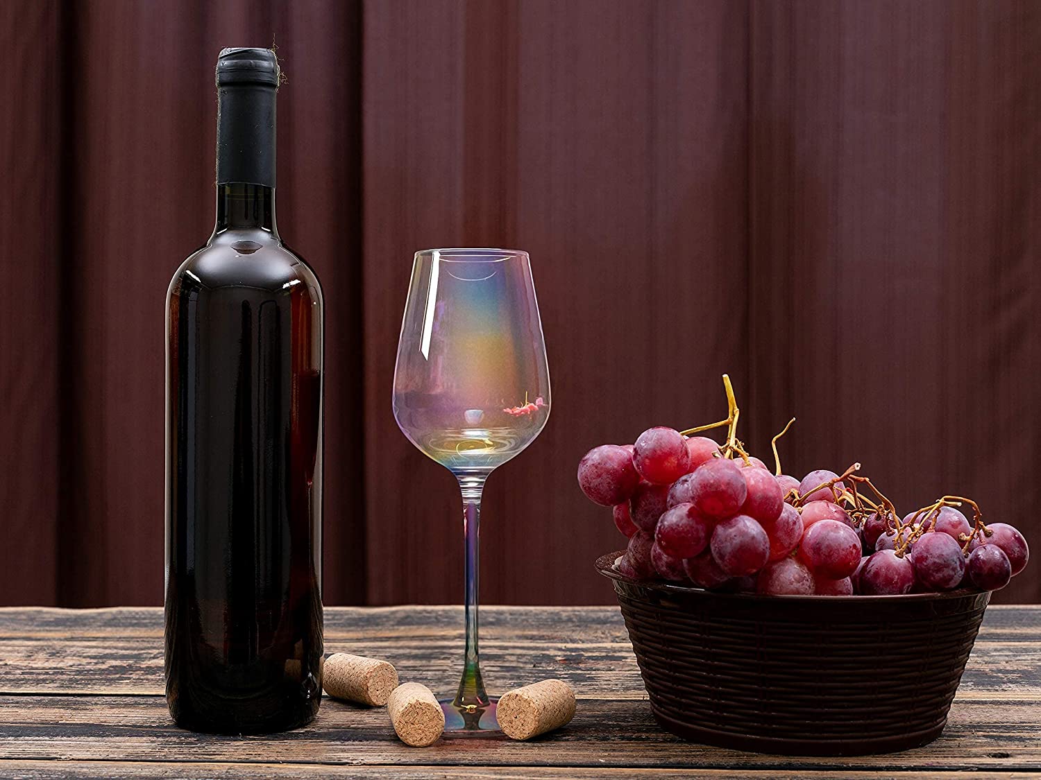 Iridescent Luster Large Radiance Wine Glasses - White Pearl Whimsy - Keen Glass Solutions