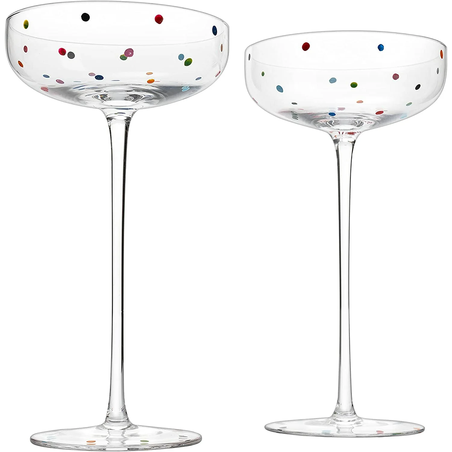 Polka Dot Champagne Coupe Glasses Set of 2 8.8 oz - Keen Glass Solutions