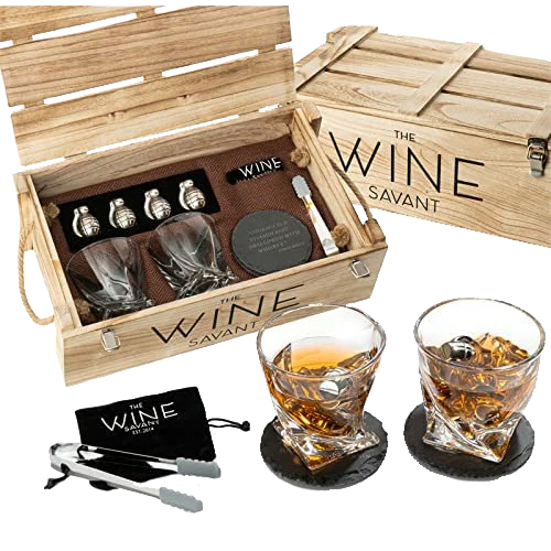 Whiskey and Spirits Gifts for Men Dad Luxurious Twist Glasses (Bullets) - Keen Glass Solutions