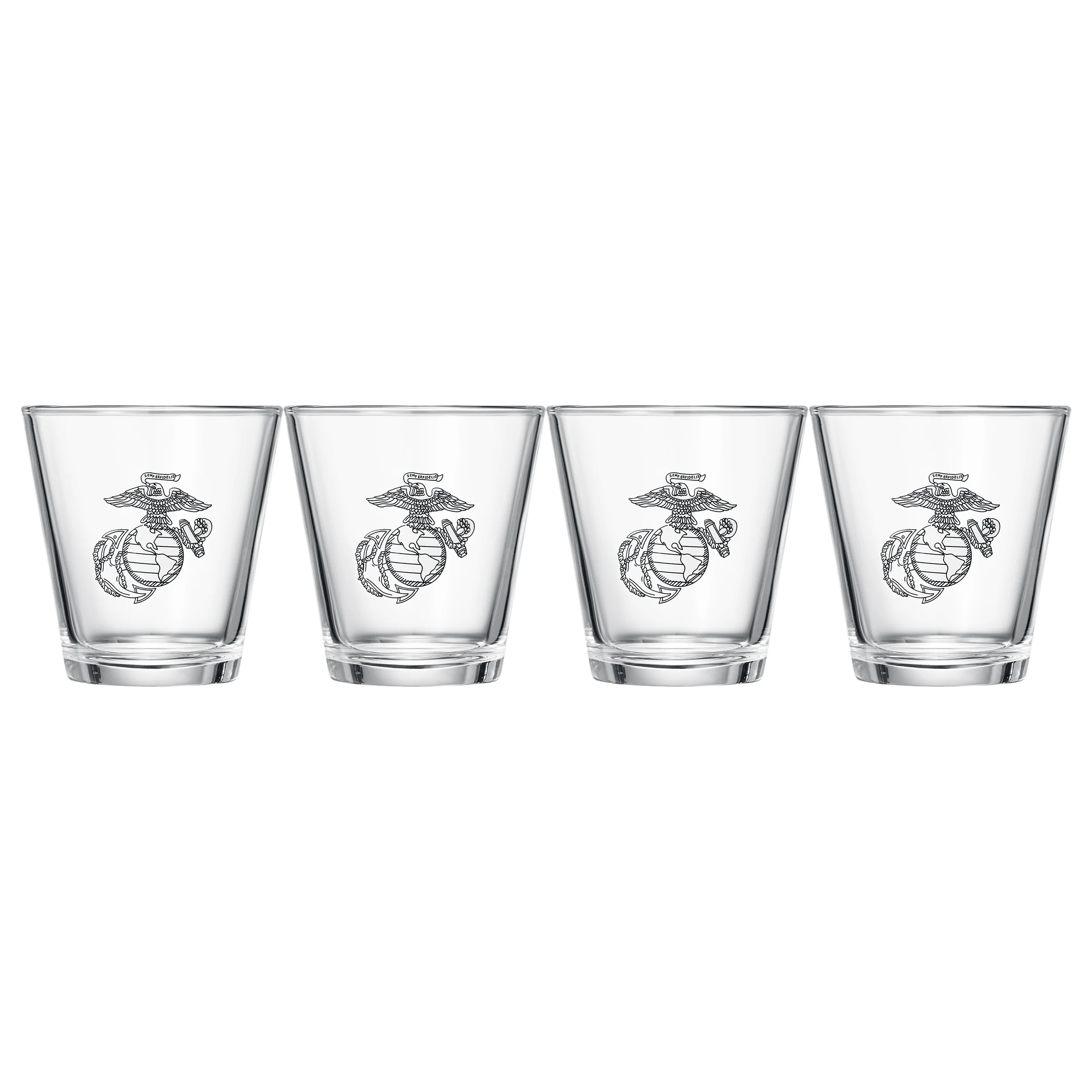 Marine USMC Whiskey & Wine Glasses Set of 4 - Keen Glass Solutions