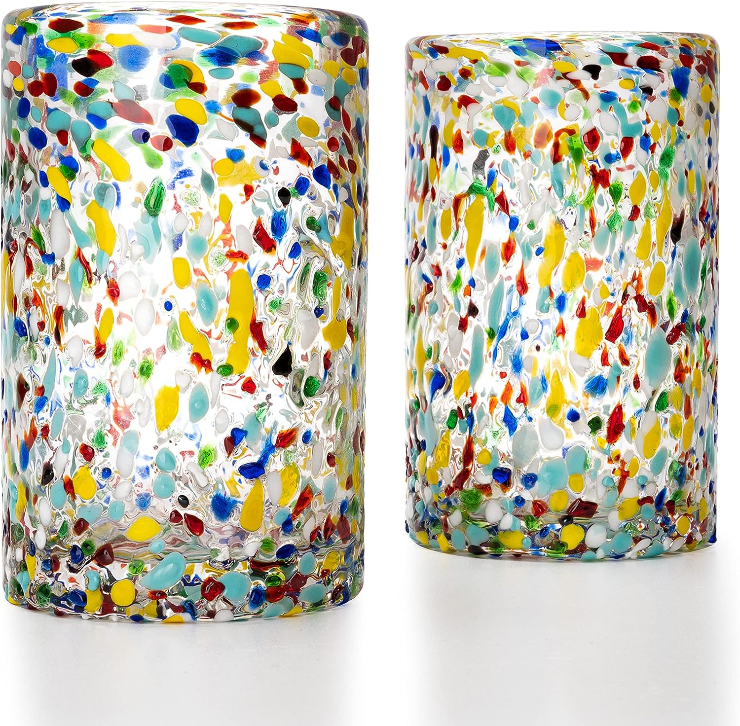 Hand Blown Mexican Drinking Glasses – Set of 6 (Confetti) - Keen Glass Solutions