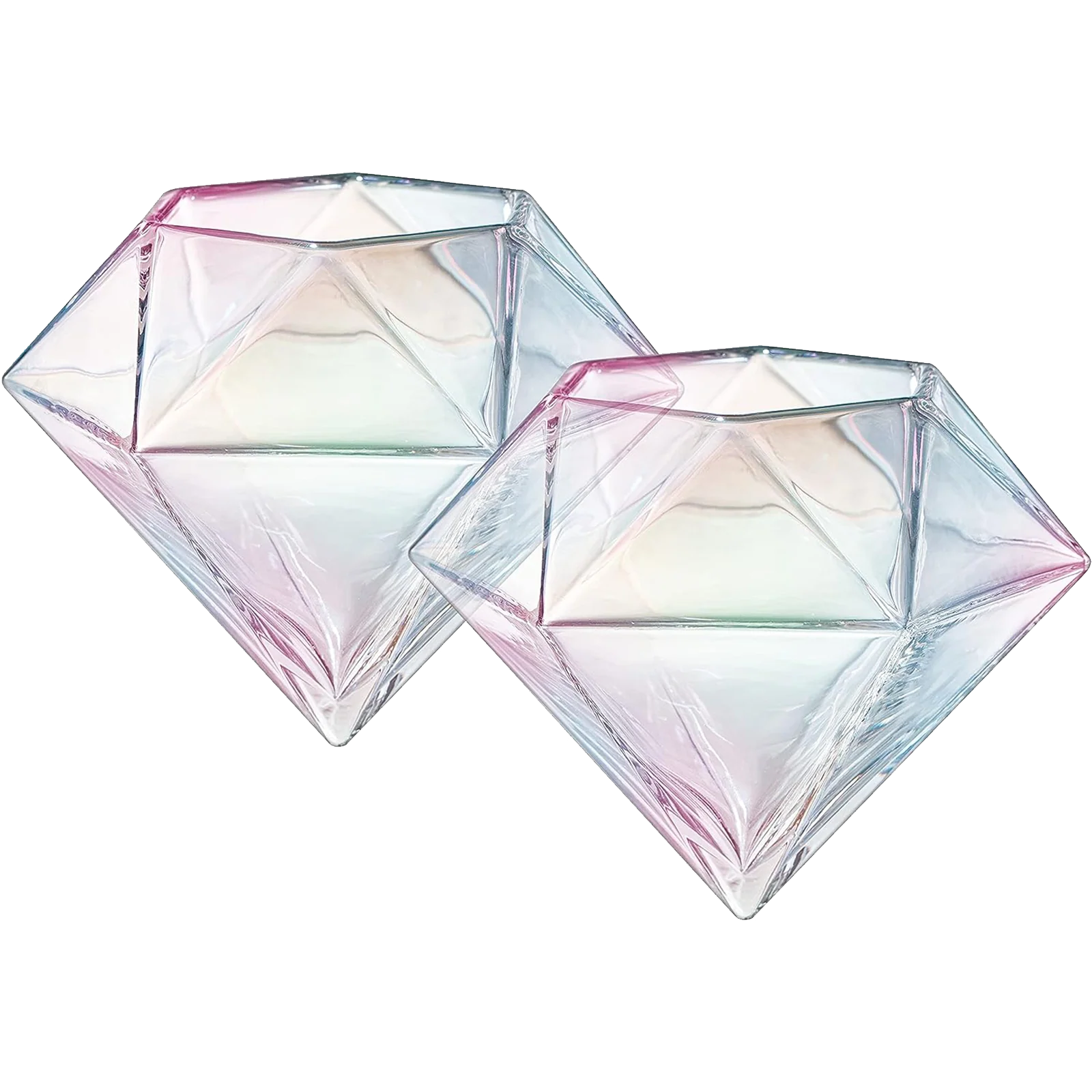 Set of 2 Iridescent Diamond Whiskey & Wine Glasses 10oz - Keen Glass Solutions