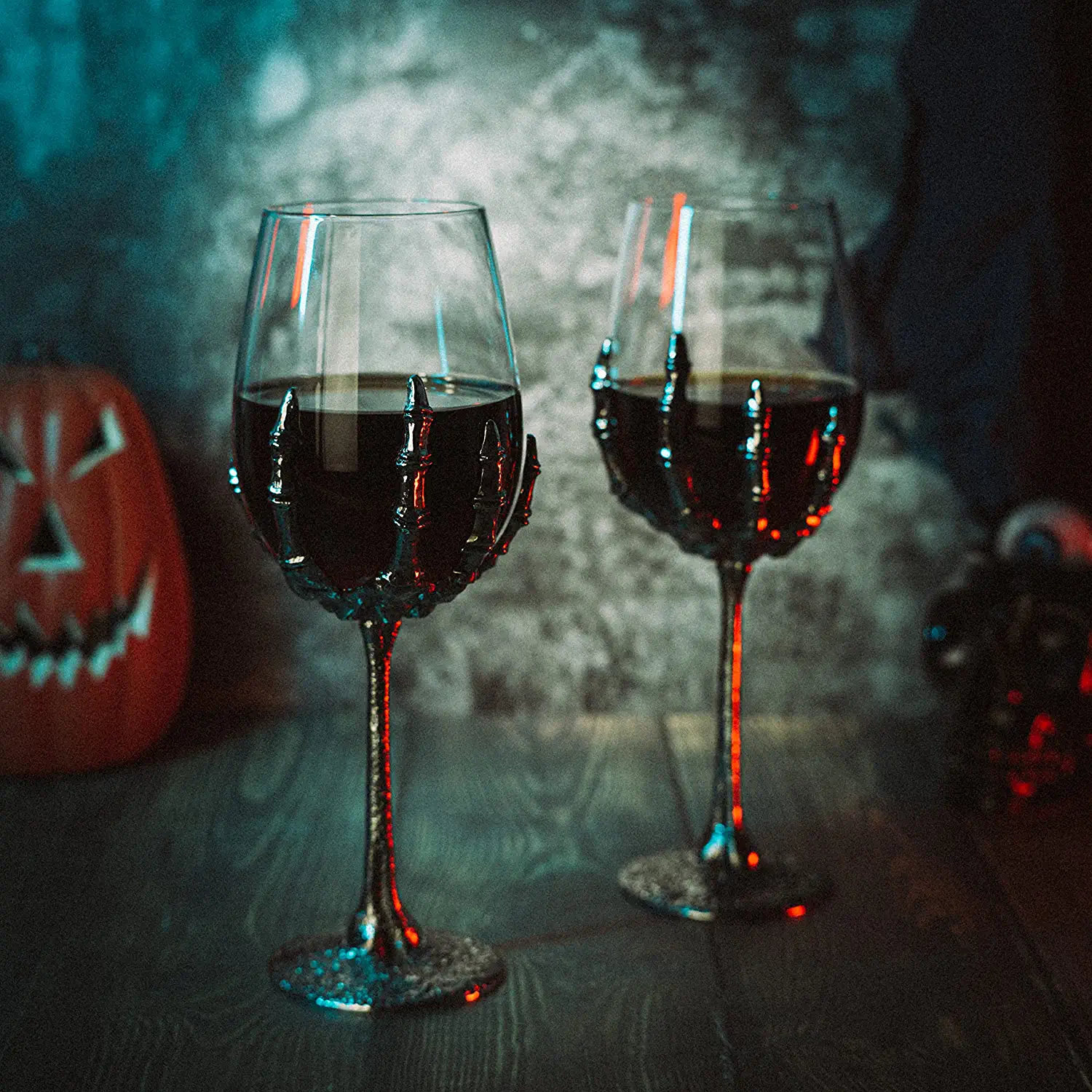 Stemmed Skeleton Wine Glasses Set of 2 - Keen Glass Solutions
