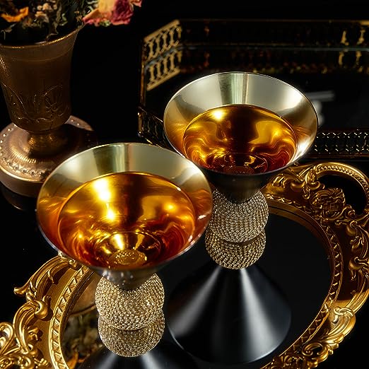 The Wine Savant Diamond Studded Martini Glasses Set of 2 - Keen Glass Solutions