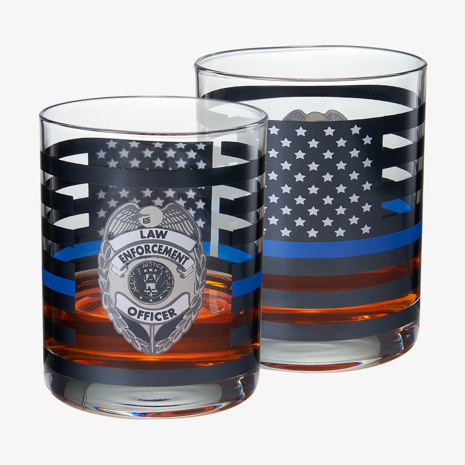 Police Whiskey Glasses | Set of 2 | 12 OZ - Keen Glass Solutions