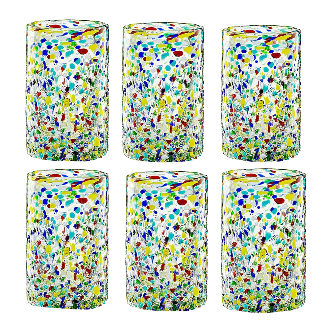 Hand Blown Mexican Drinking Glasses – Set of 6 (Confetti) - Keen Glass Solutions