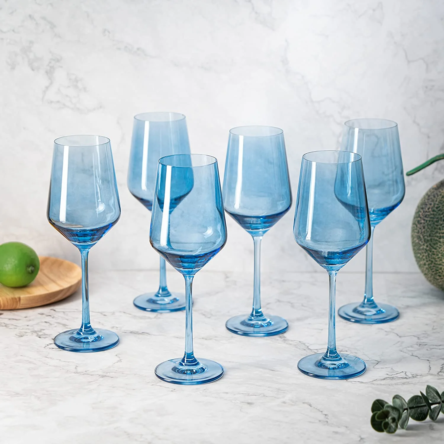 Colored Wine Glass Set, 12oz Glasses Set of 6 (Cobalt Blue) - Keen Glass Solutions