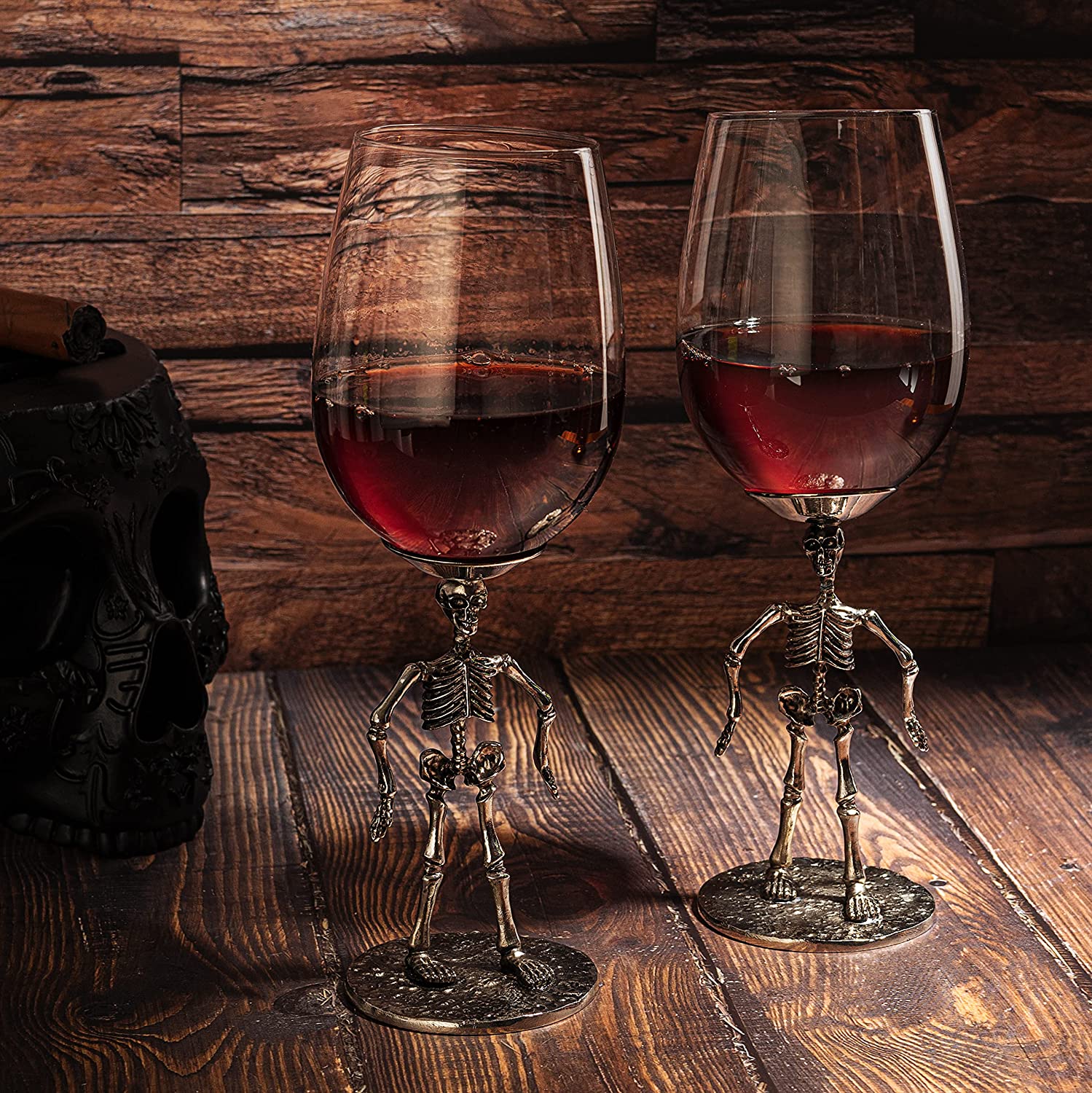 Stemmed Skeleton Wine Glass Set of 2 - Keen Glass Solutions
