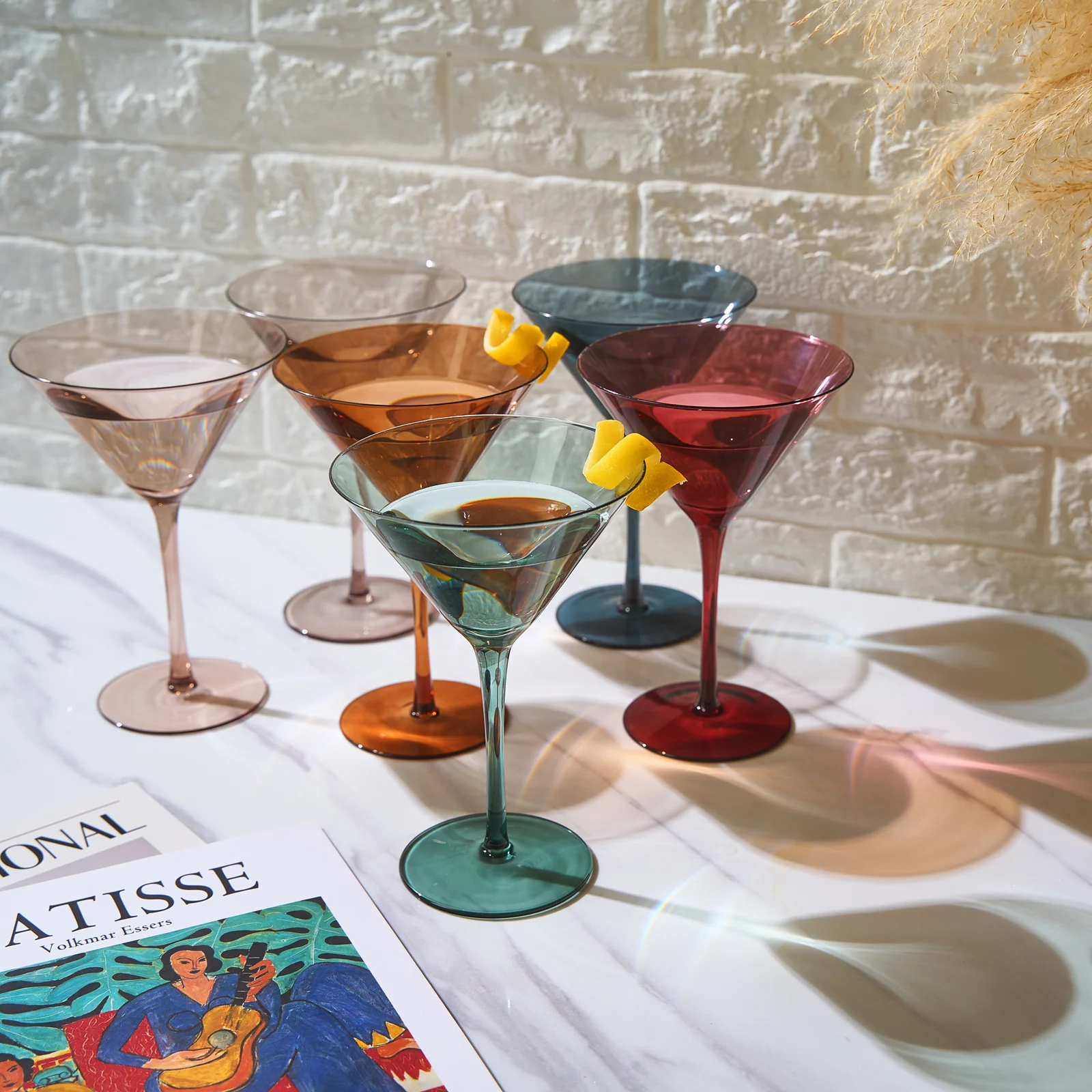 Colored Crystal Martini & Cocktail Glass Set of 6 (Pastel) - Keen Glass Solutions