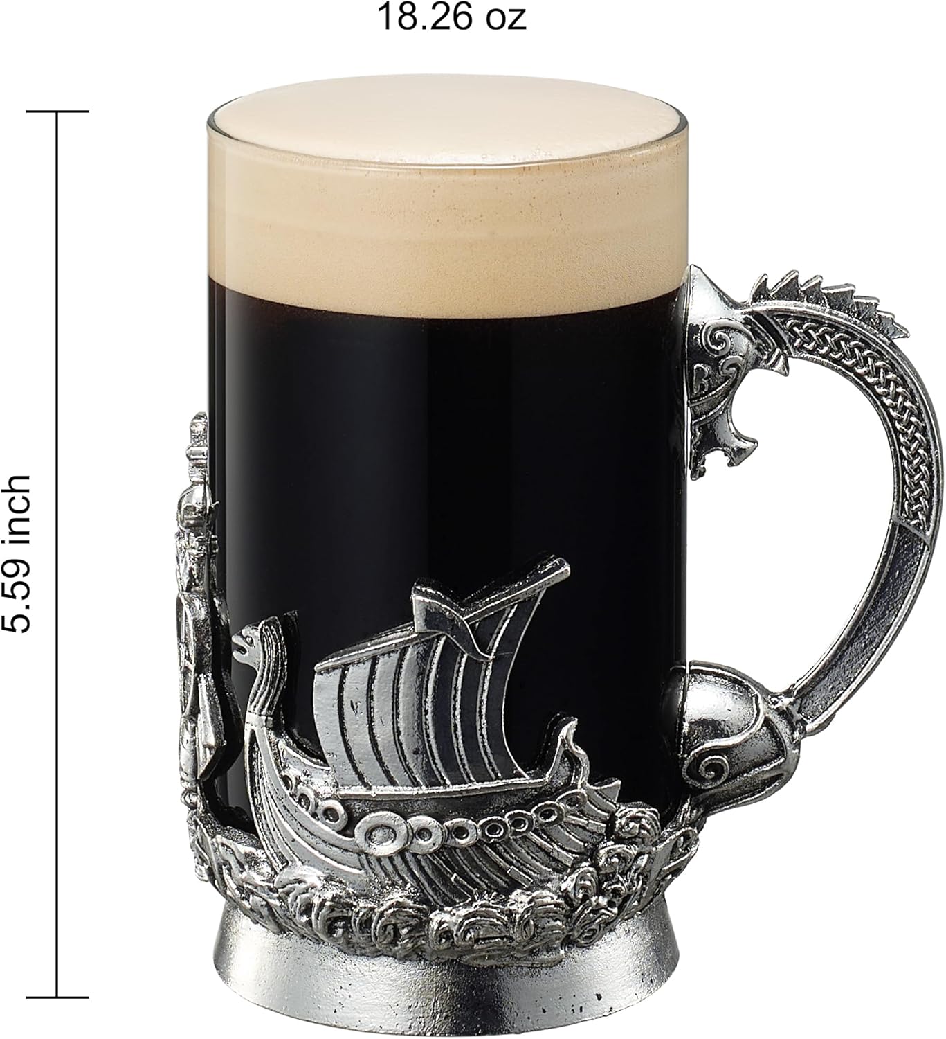 Viking & Mythological Pewter Beer & Water Drinking Glass - 18oz SINGLE - Keen Glass Solutions